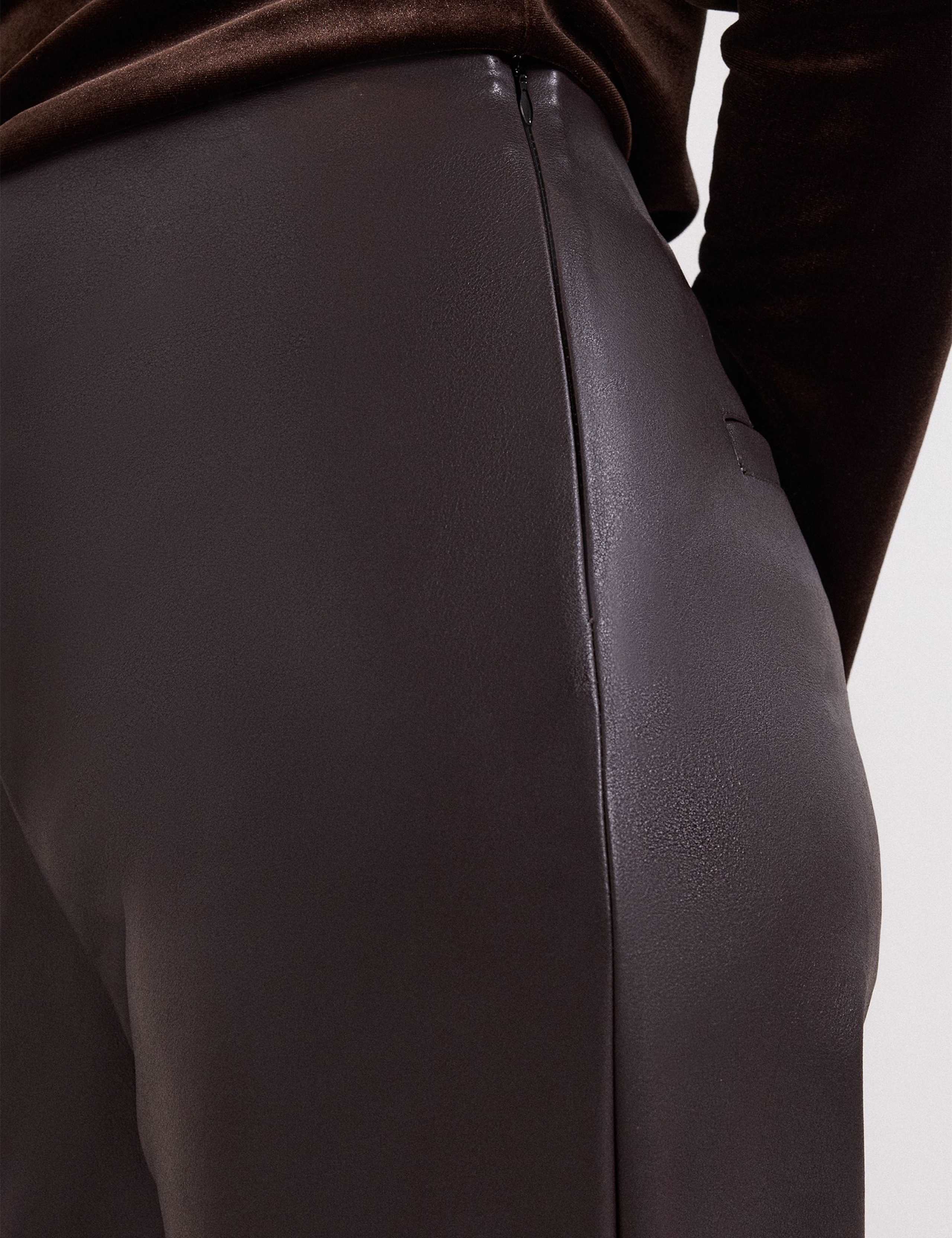 Leather Look Straight Leg Cropped Trousers 6 of 8