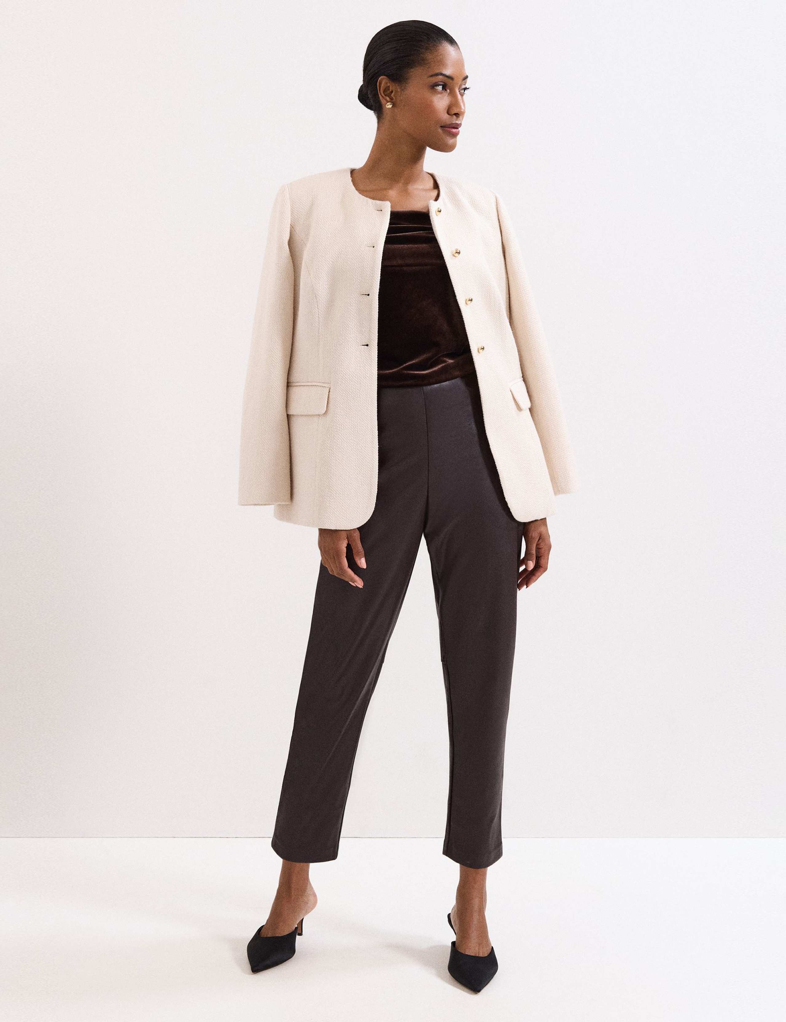 Leather Look Straight Leg Cropped Trousers 8 of 8