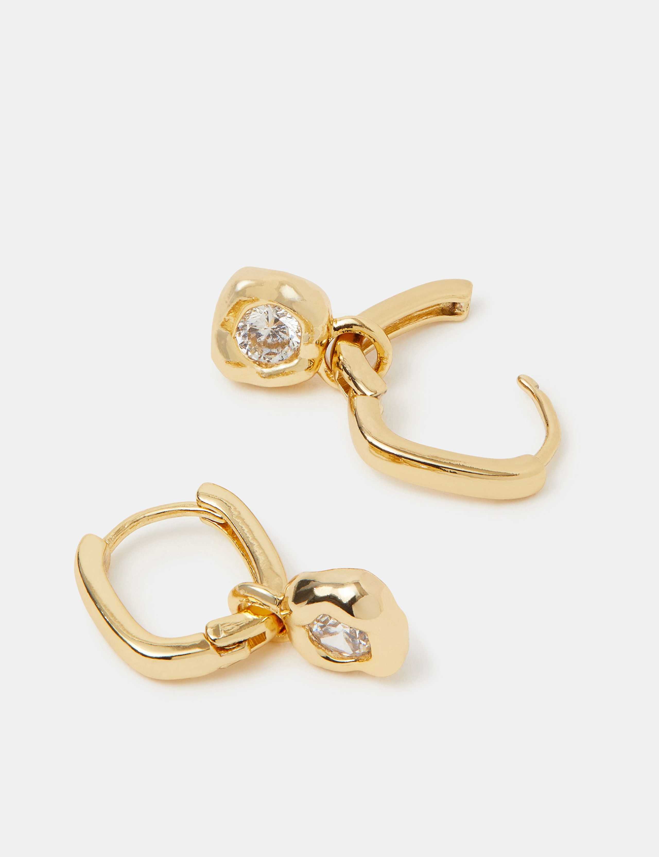 14ct Gold Plated Sparkle Charm Hoop Earrings 2 of 2