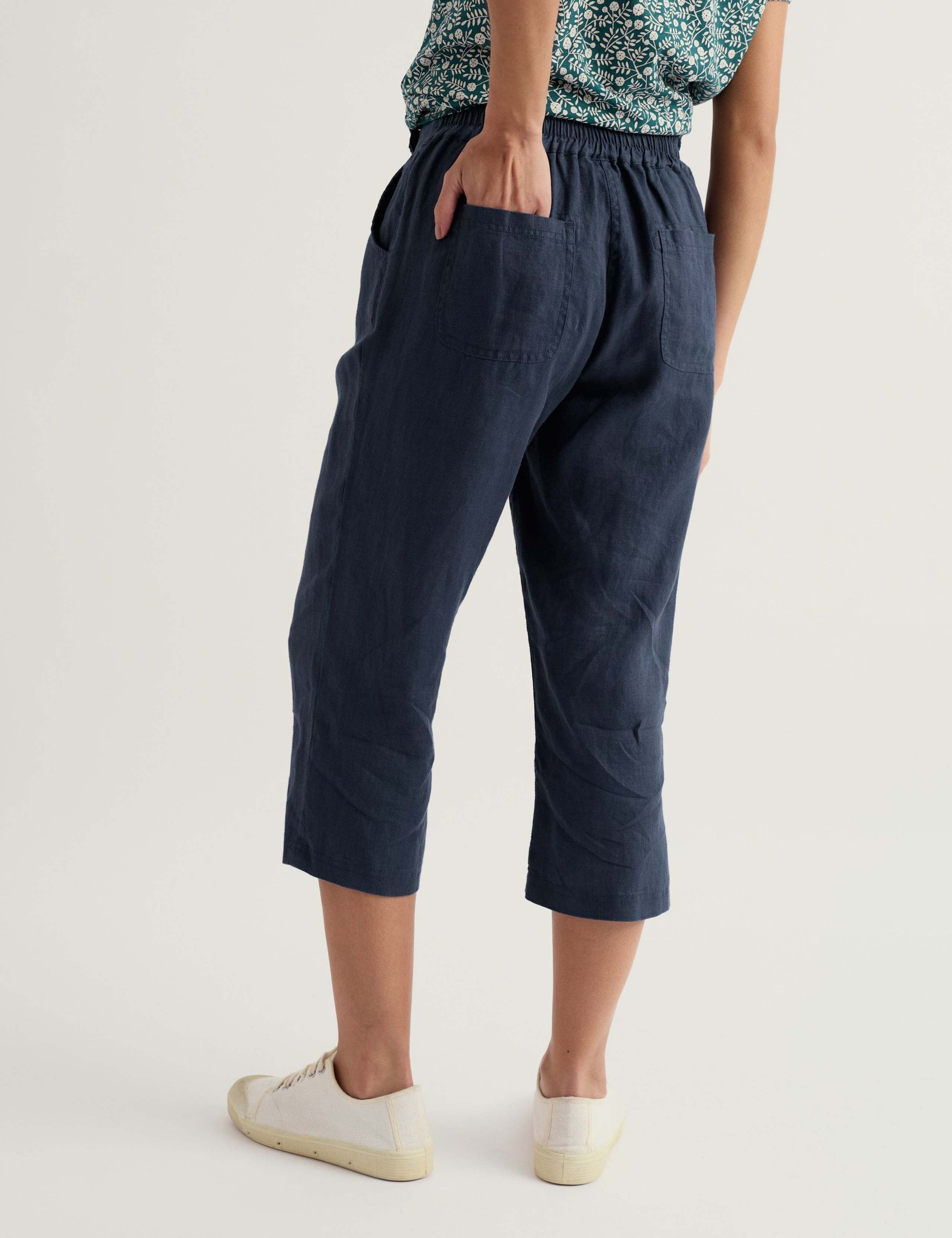 Pure Linen Straight Leg Cropped Trousers 4 of 4