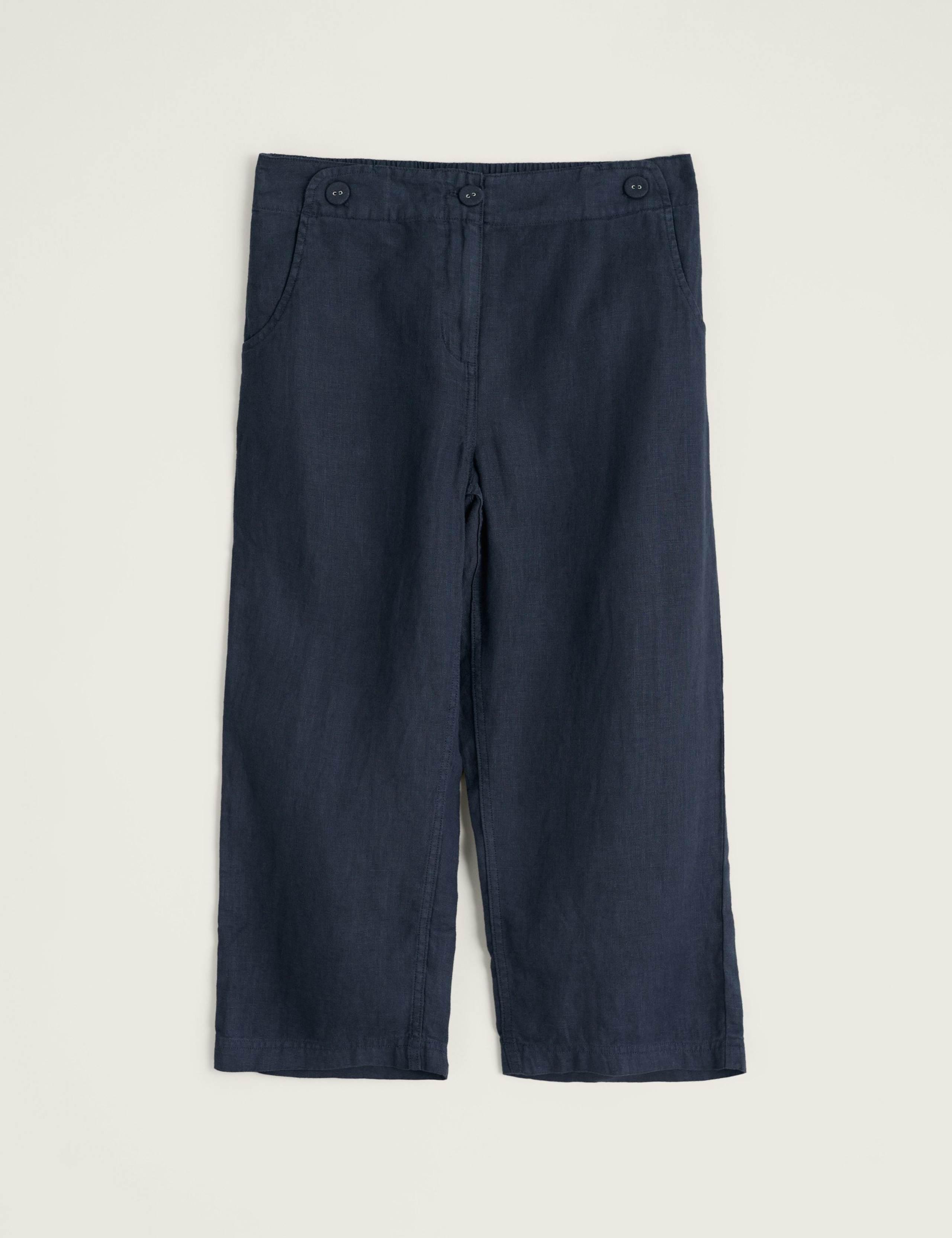 Pure Linen Straight Leg Cropped Trousers 2 of 4