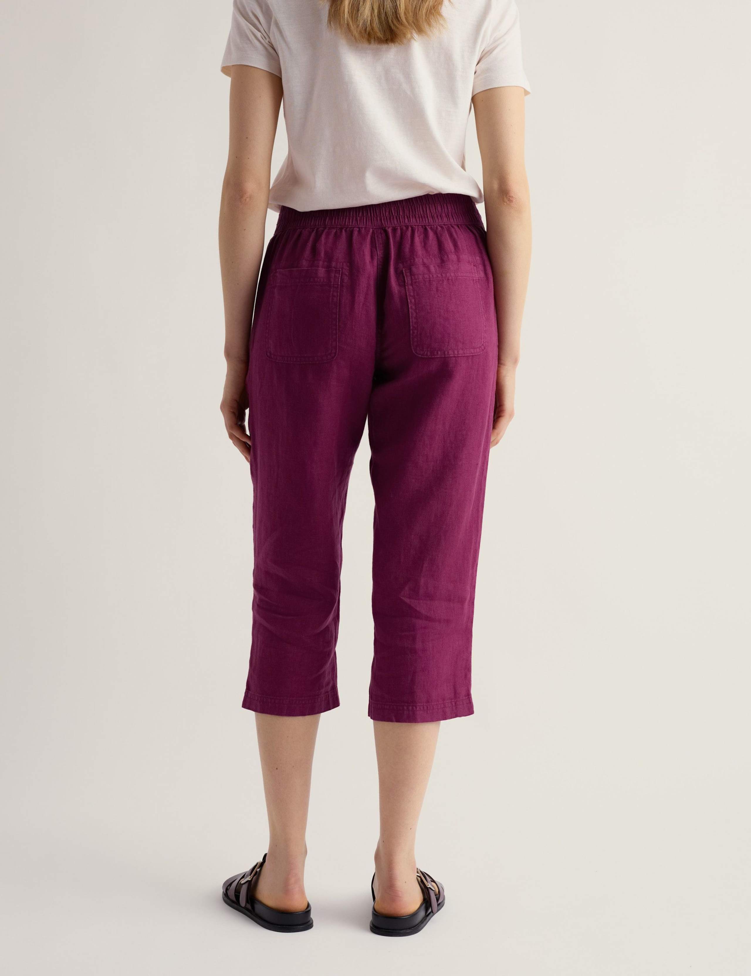 Pure Linen Straight Leg Cropped Trousers 4 of 4