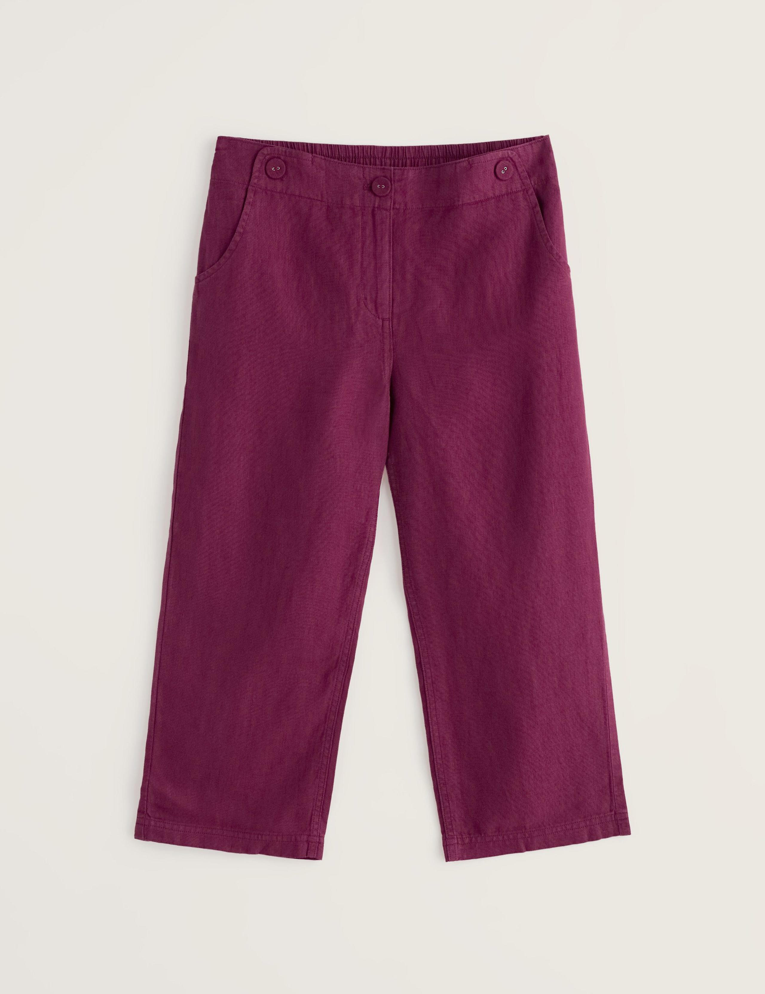 Pure Linen Straight Leg Cropped Trousers 2 of 4