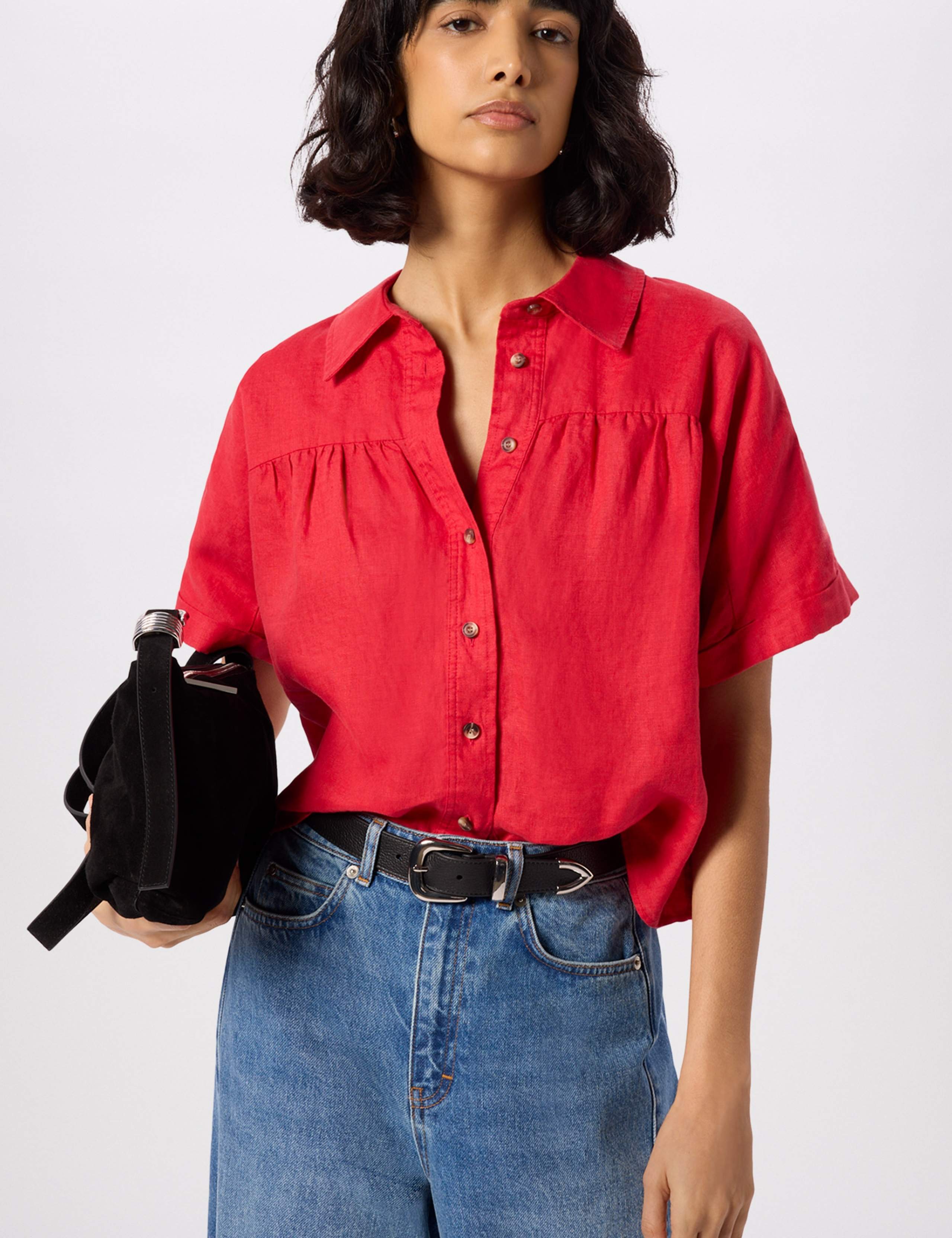 Pure Linen Gathered Shirt 1 of 5