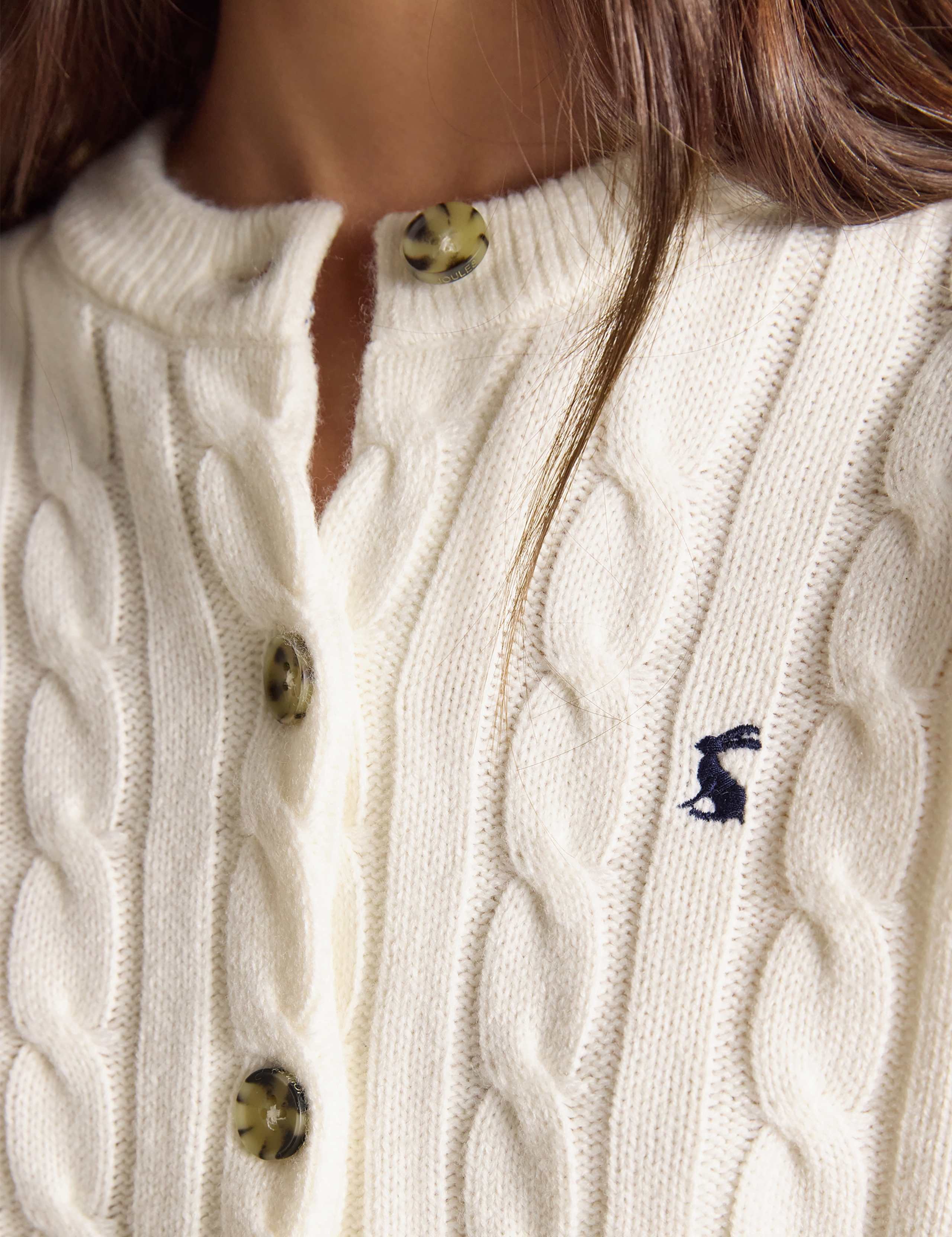Cable Knit Button Up Cardigan with Wool 3 of 7