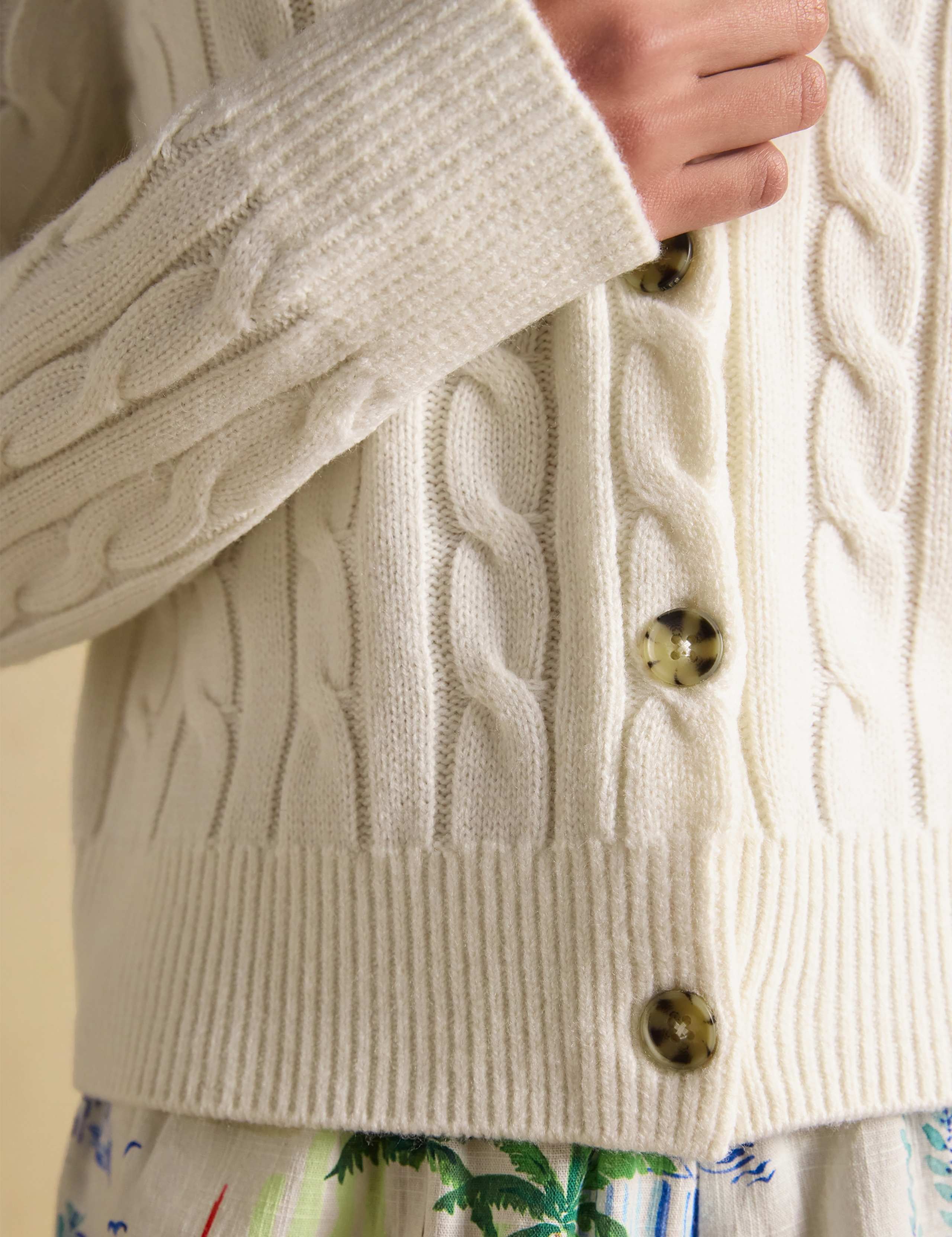Cable Knit Button Up Cardigan with Wool 5 of 7