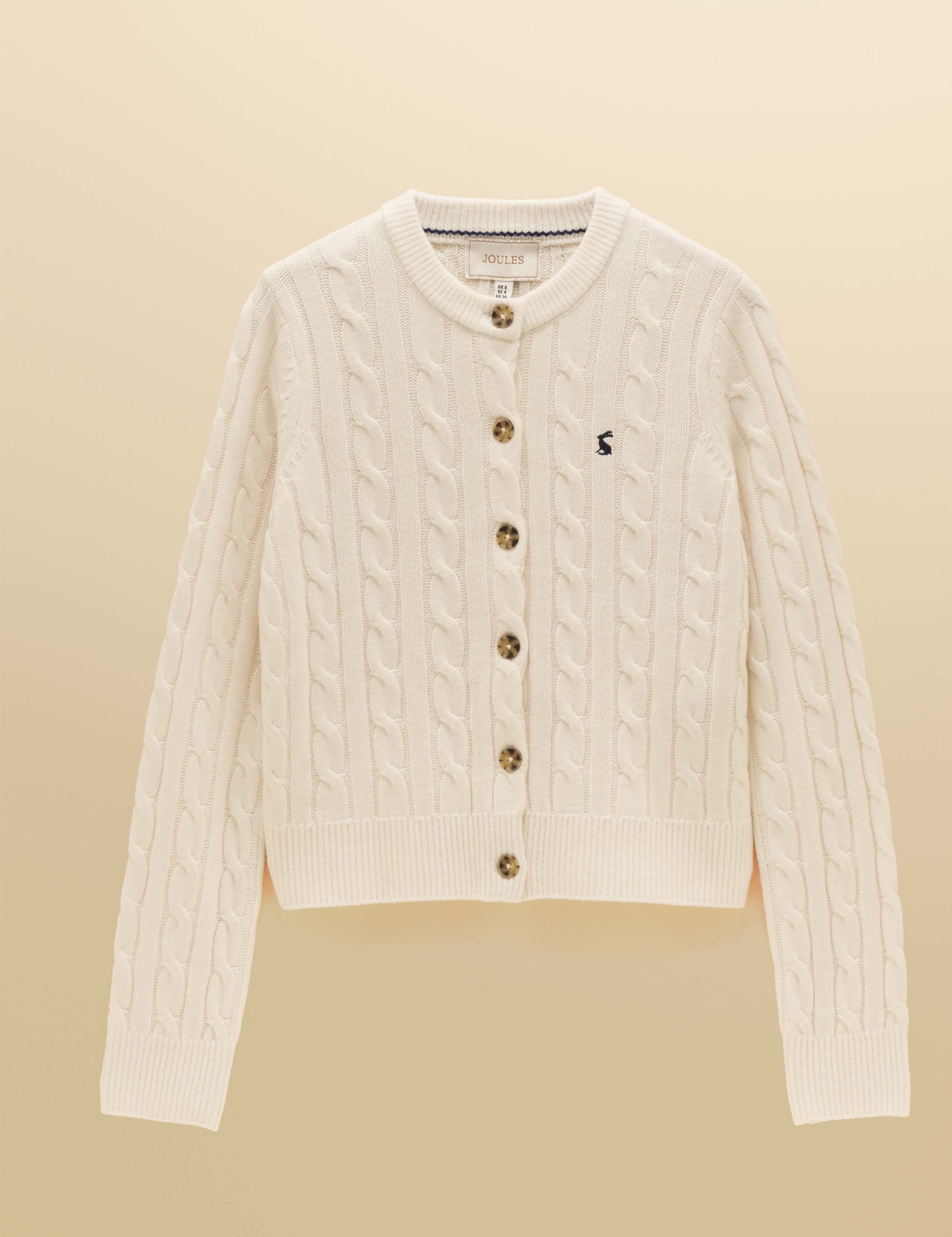 Cable Knit Button Up Cardigan with Wool 2 of 7