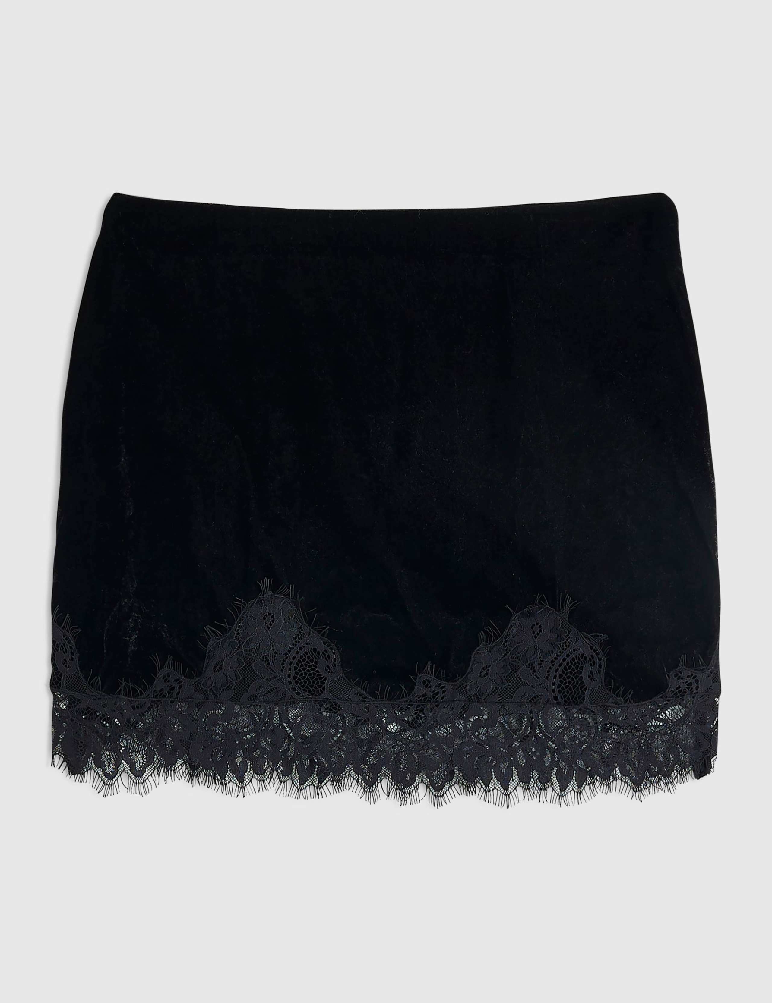 Velvet Lace Trim Midi Skirt 4 of 6