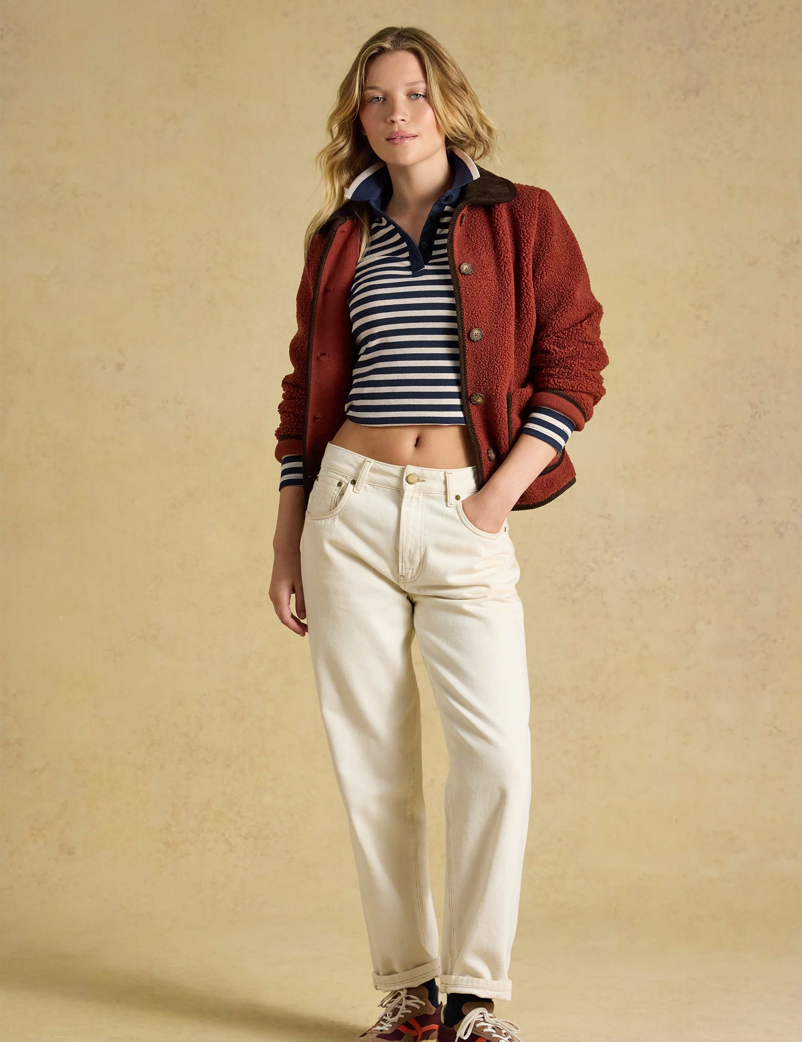 Cotton Rich Marl Ribbed Collared Fitted Top 4 of 5