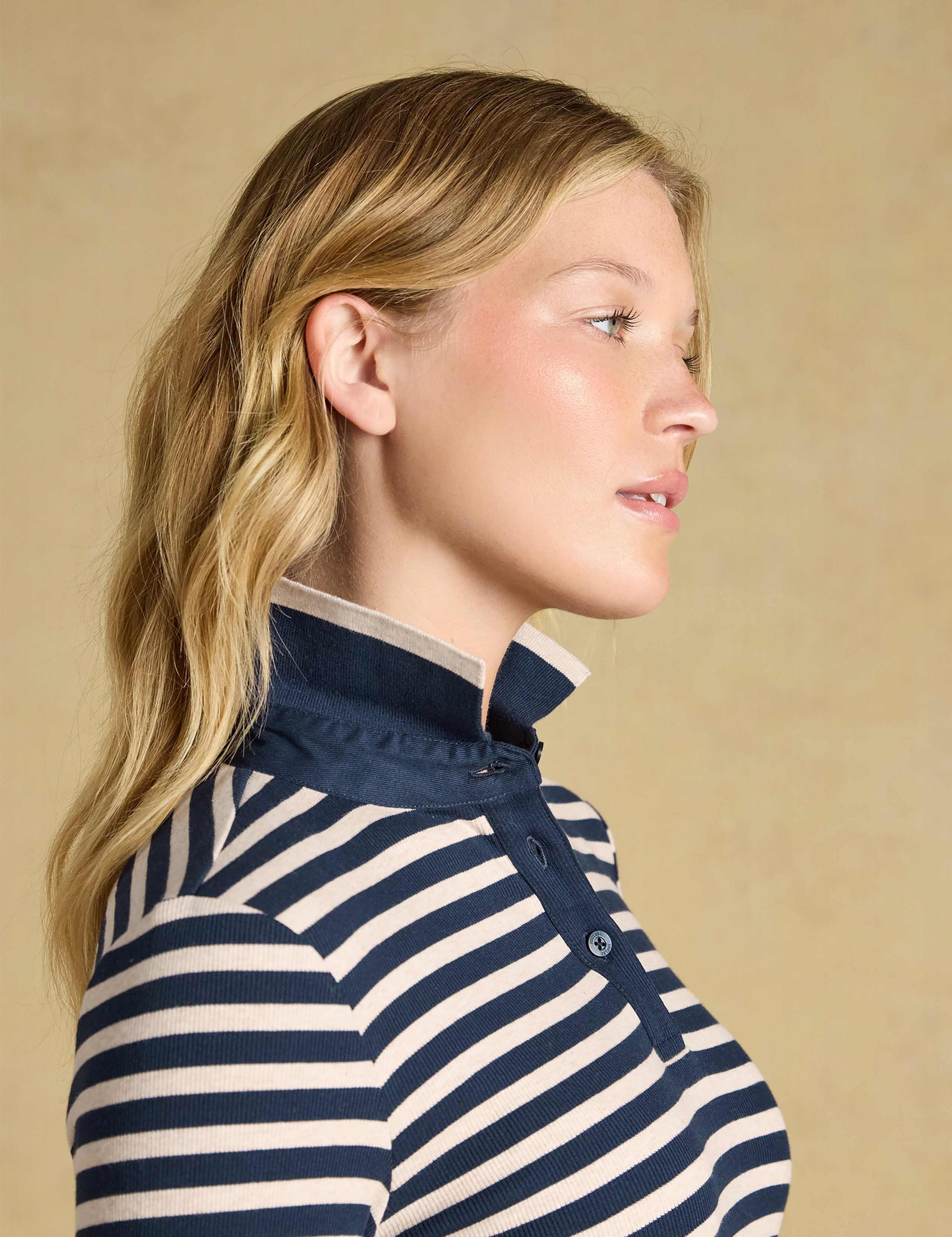 Cotton Rich Marl Ribbed Collared Fitted Top 5 of 5