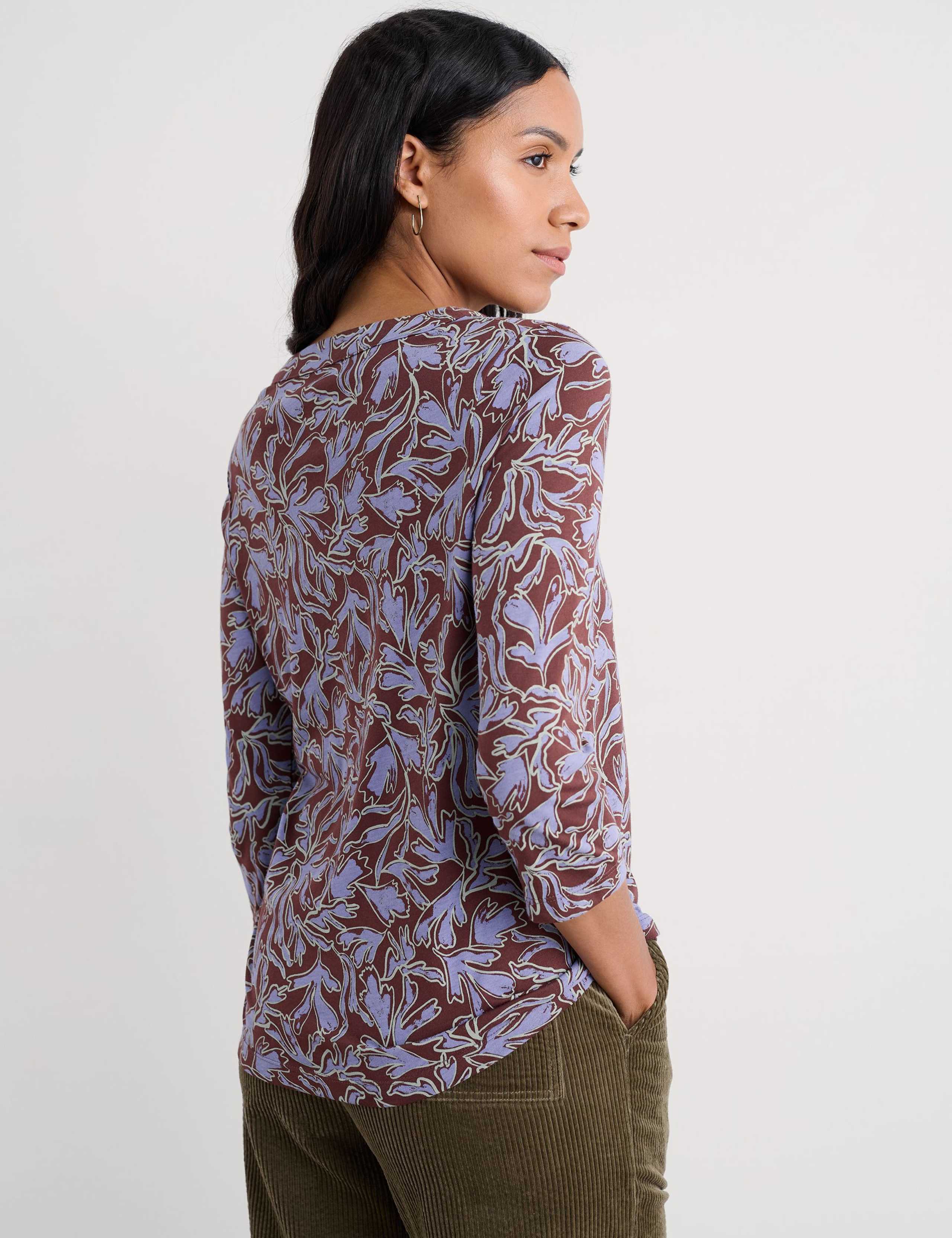 Cotton Modal Blend Floral V-Neck Top 4 of 5