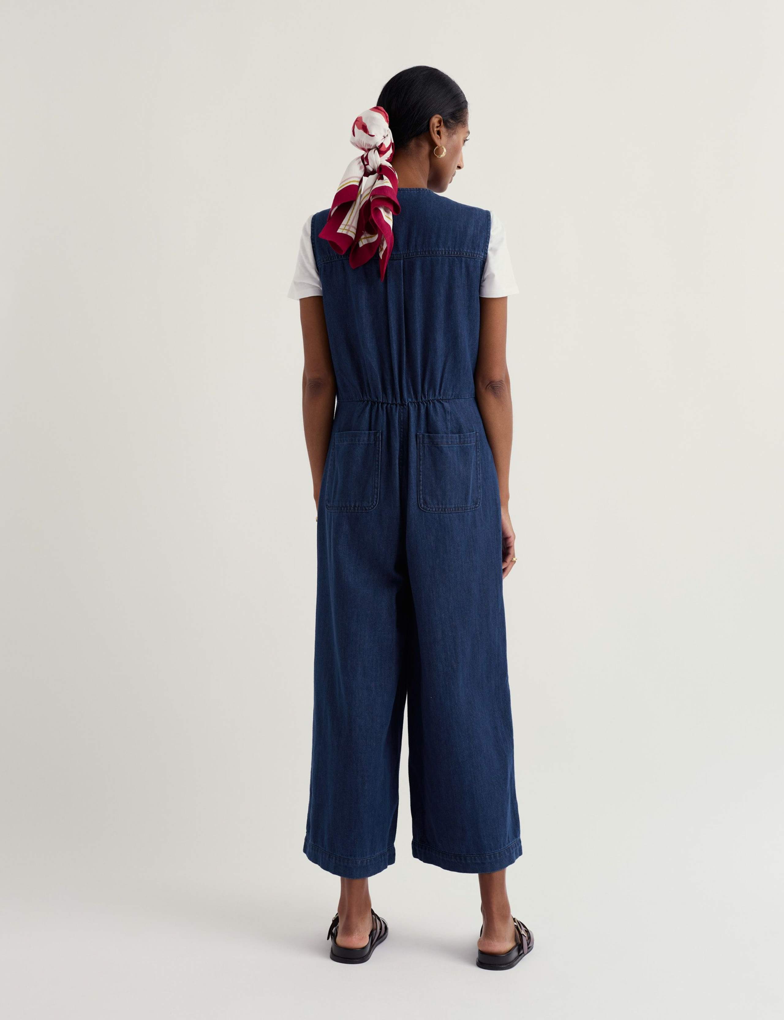 Pure Cotton V-Neck Cropped Wide Leg Jumpsuit 3 of 5