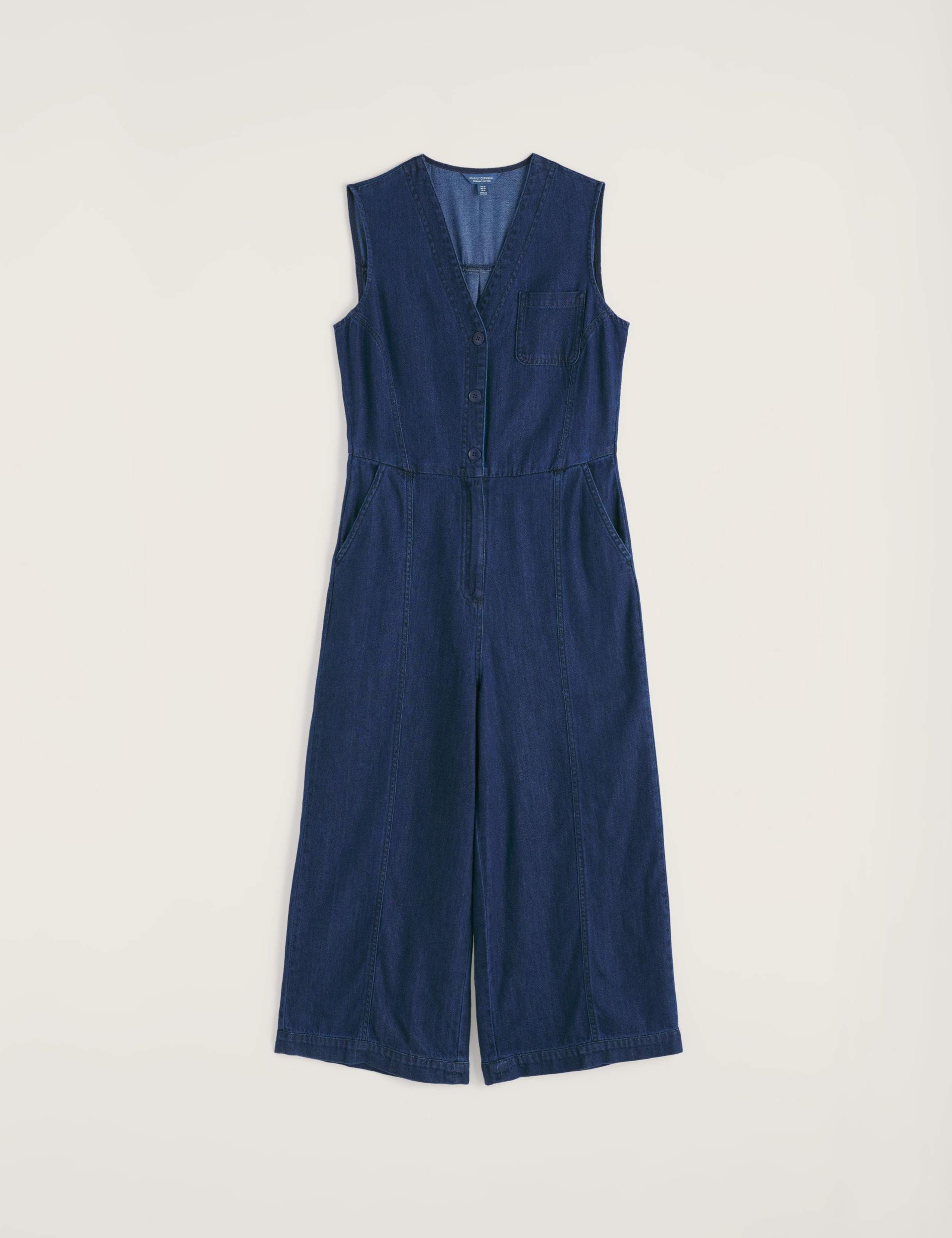 Pure Cotton V-Neck Cropped Wide Leg Jumpsuit 2 of 5