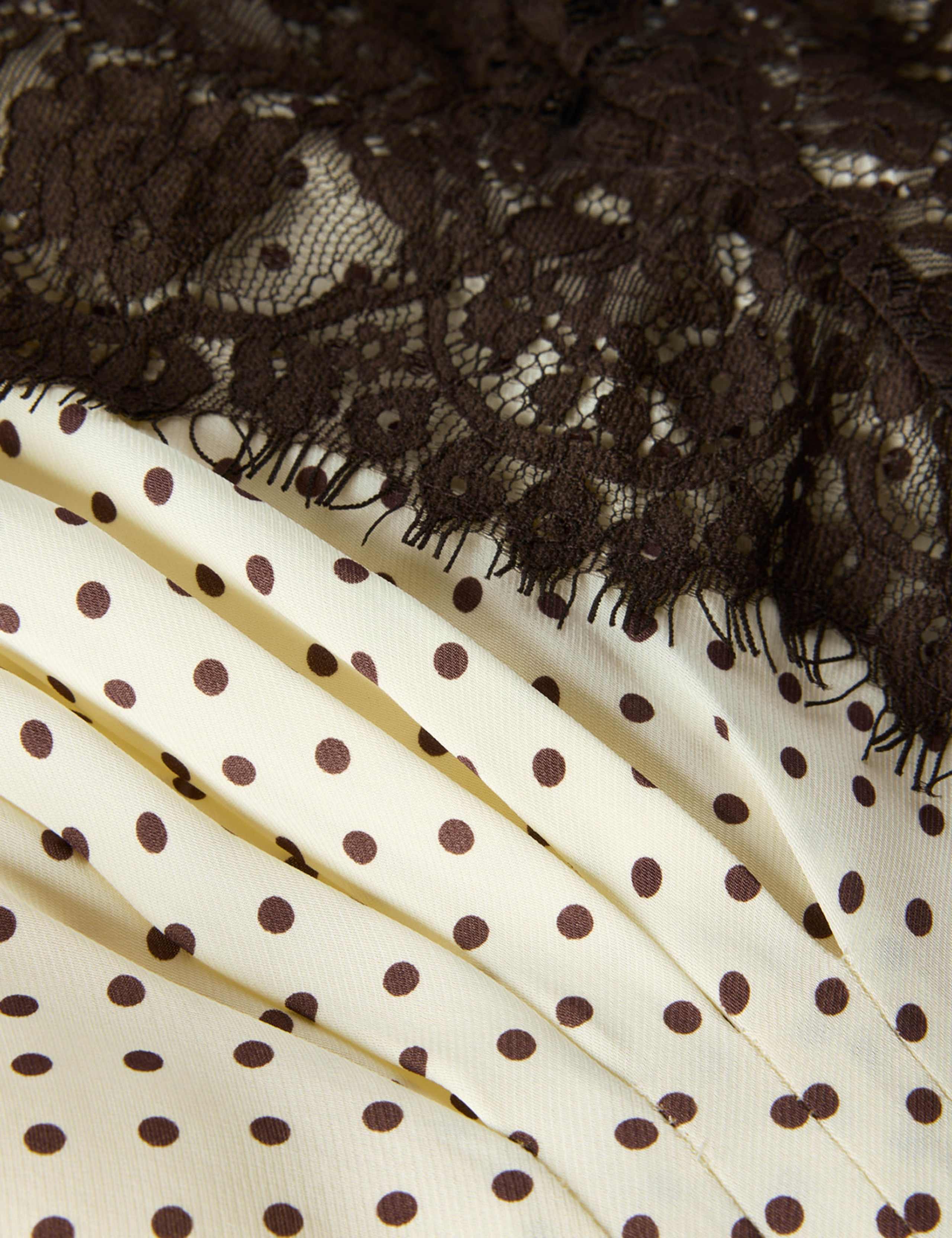 Spot Print Lace V-Neck Midi Slip Dress 7 of 10