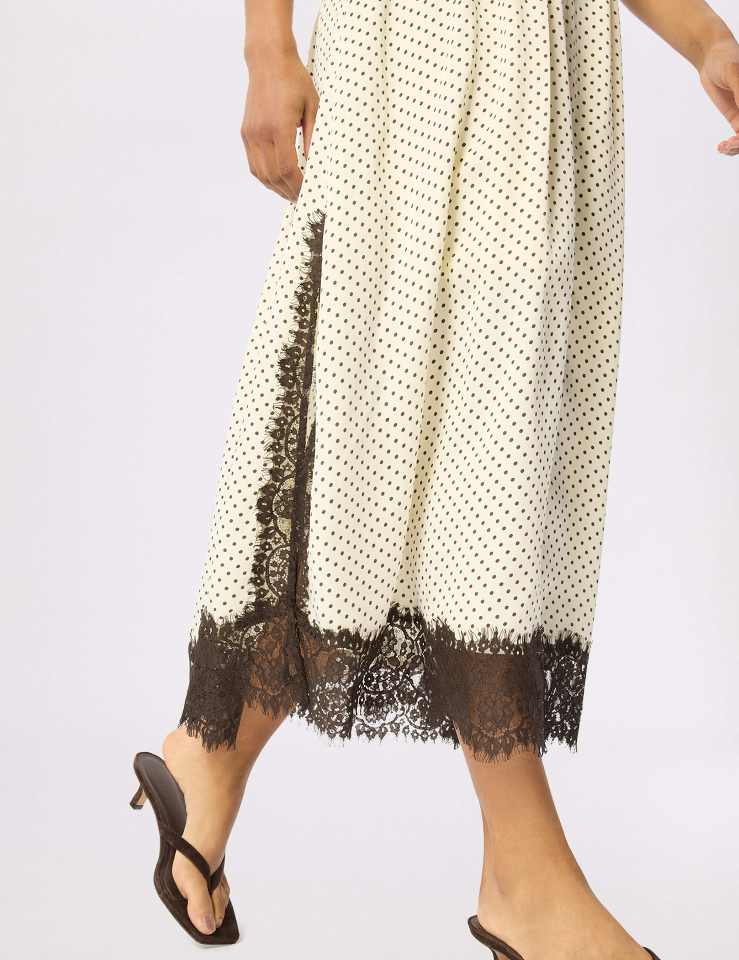 Spot Print Lace V-Neck Midi Slip Dress 9 of 10