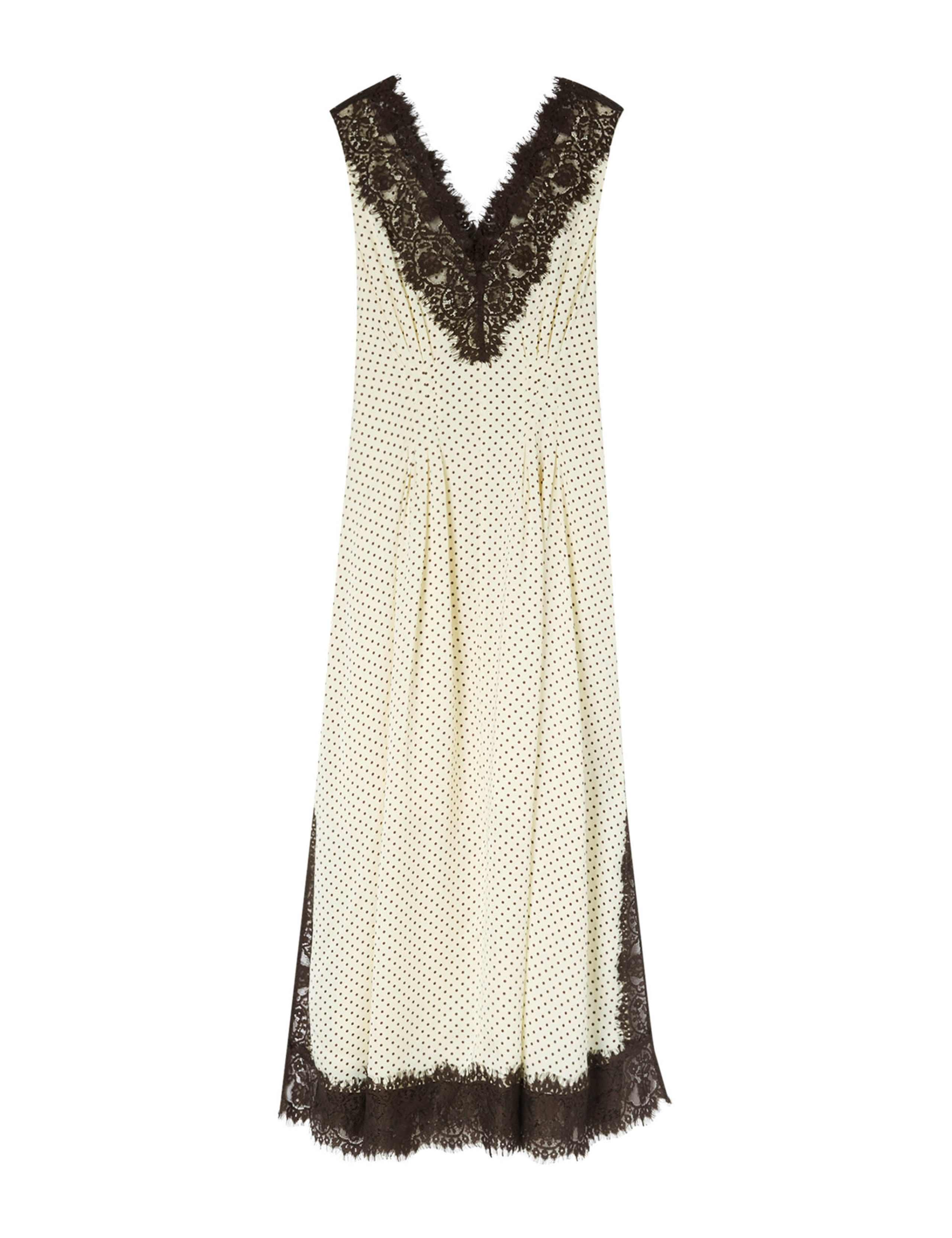 Spot Print Lace V-Neck Midi Slip Dress 2 of 10