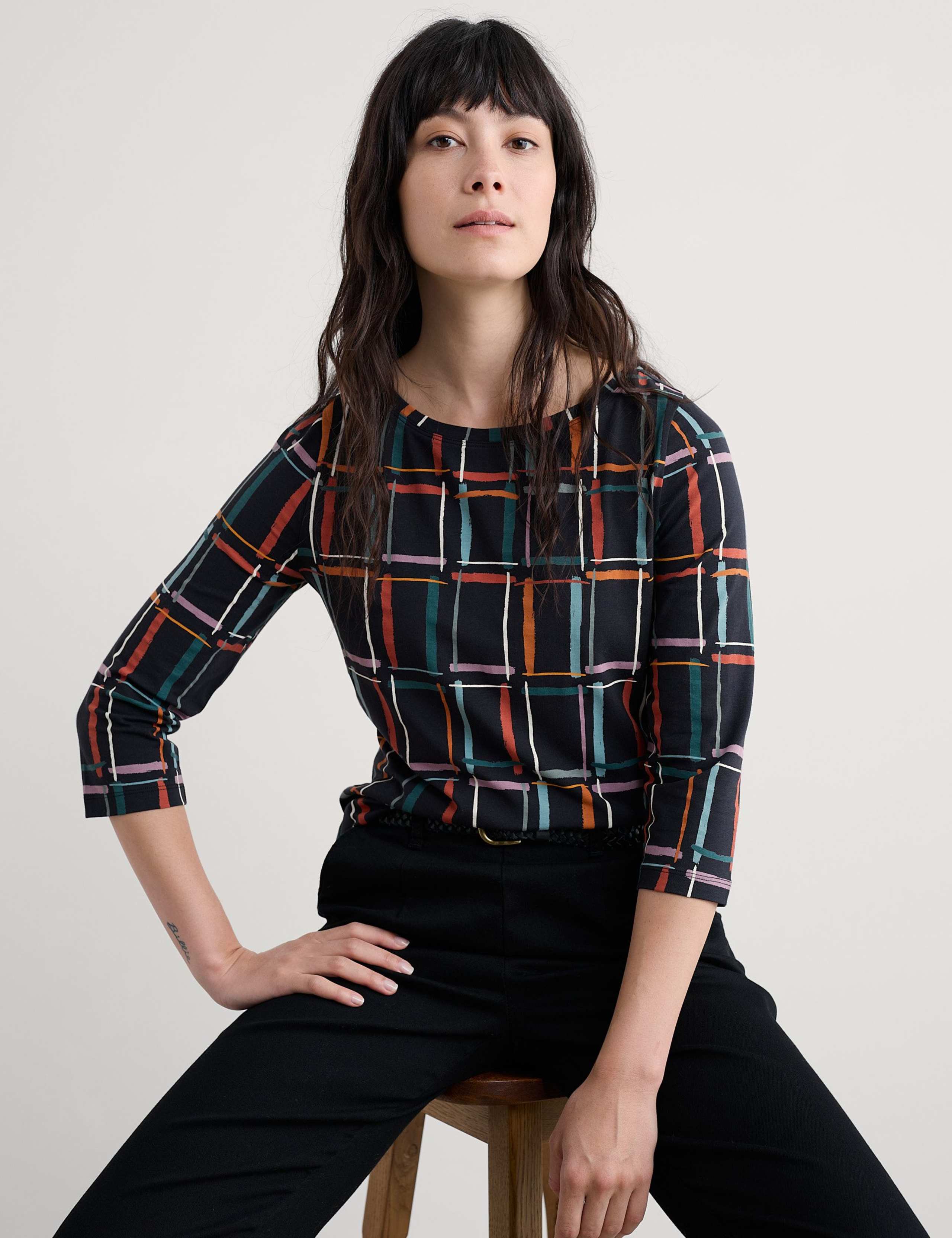 Cotton Rich Jersey Geometric Top 3 of 5