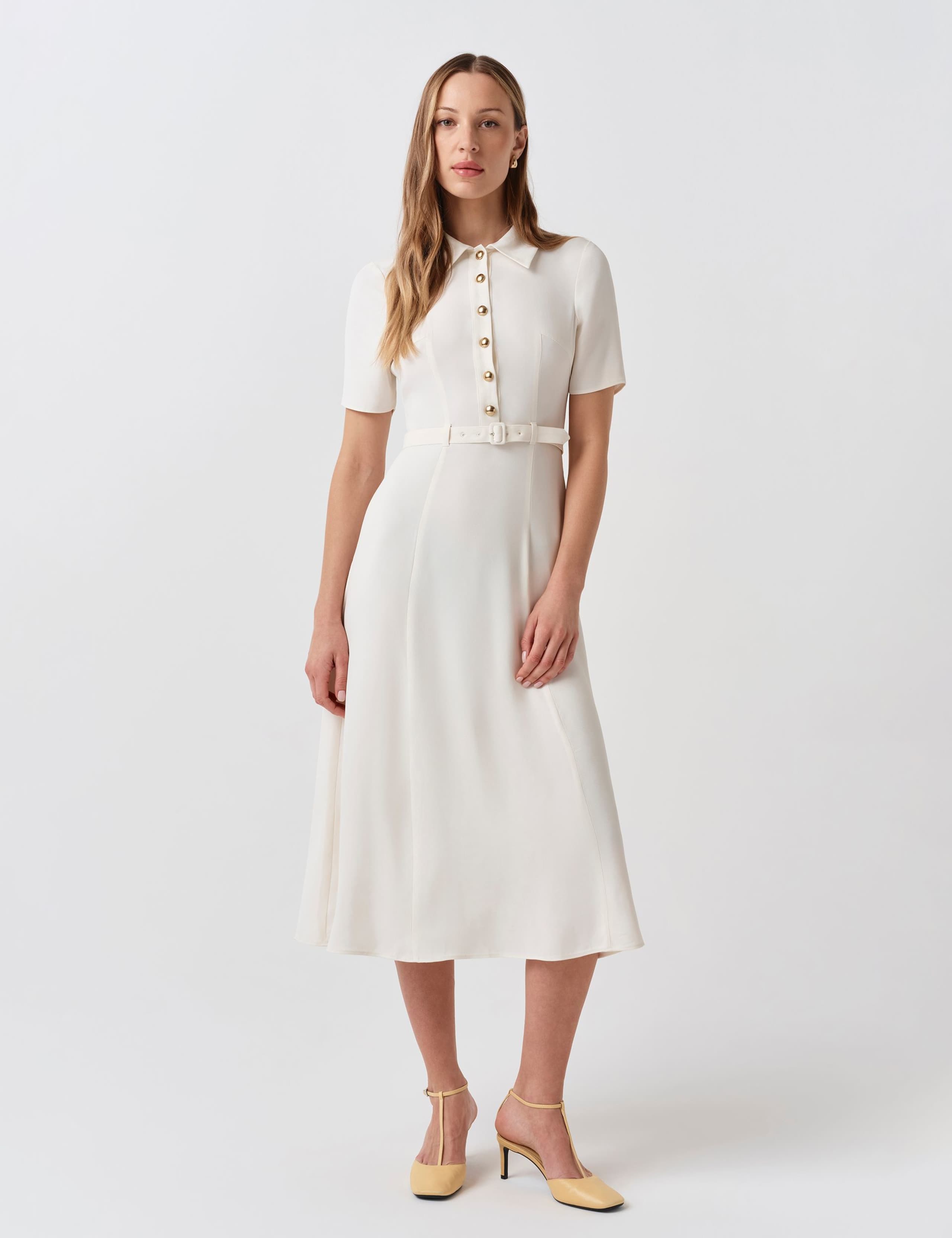 Collared Belted Midi Shirt Dress 3 of 6
