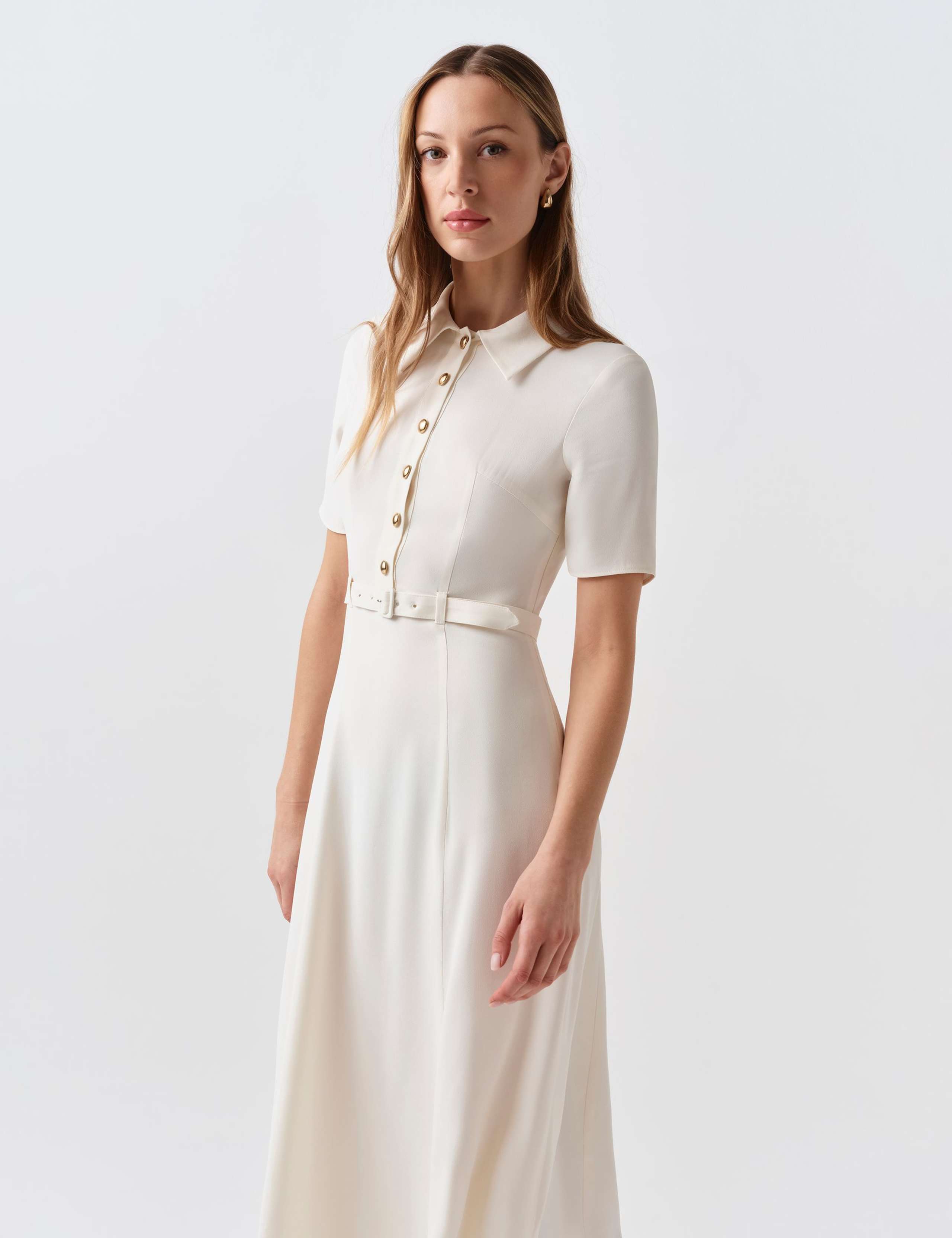 Collared Belted Midi Shirt Dress 5 of 6