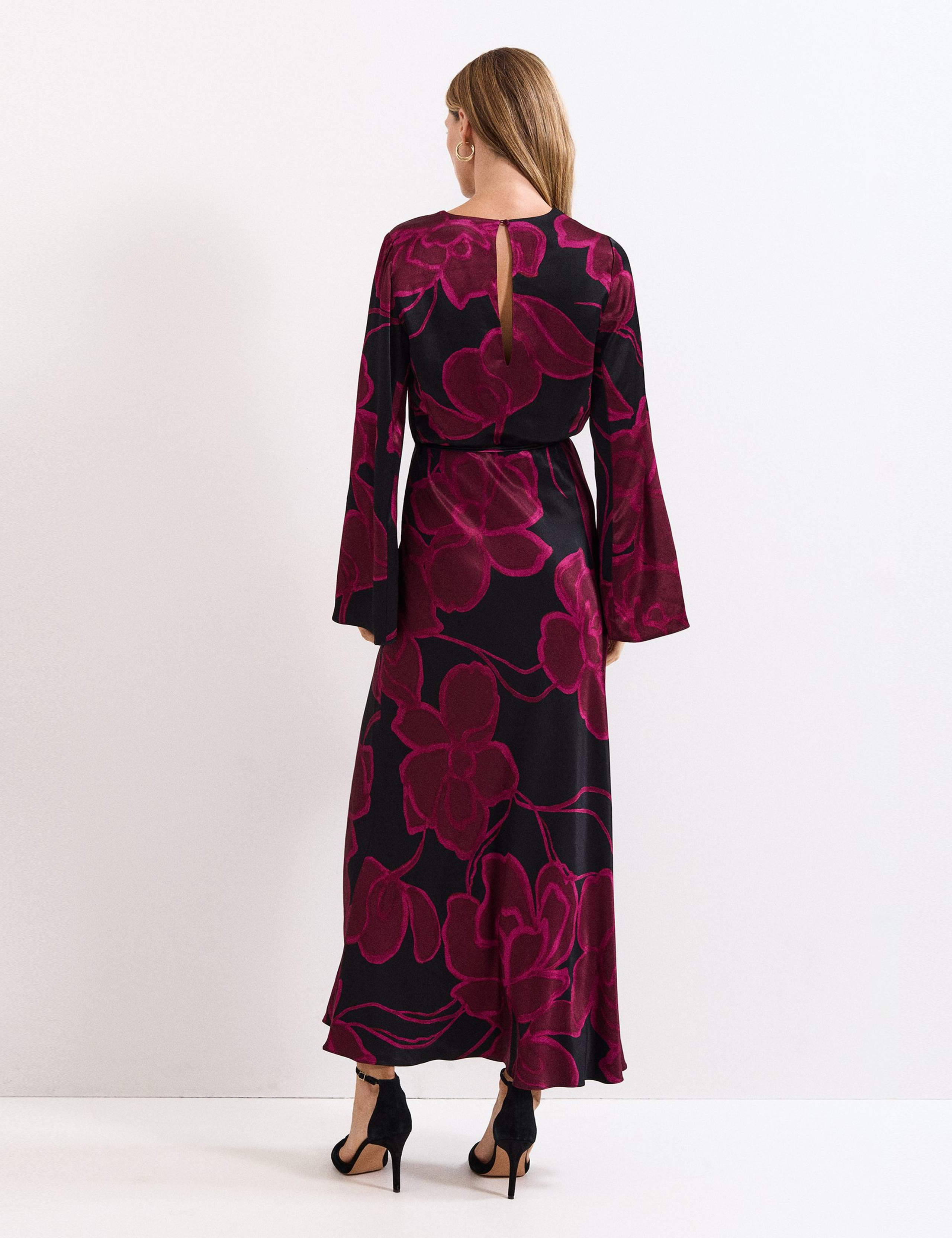 Floral V-Neck Maxi Waisted Dress 4 of 9