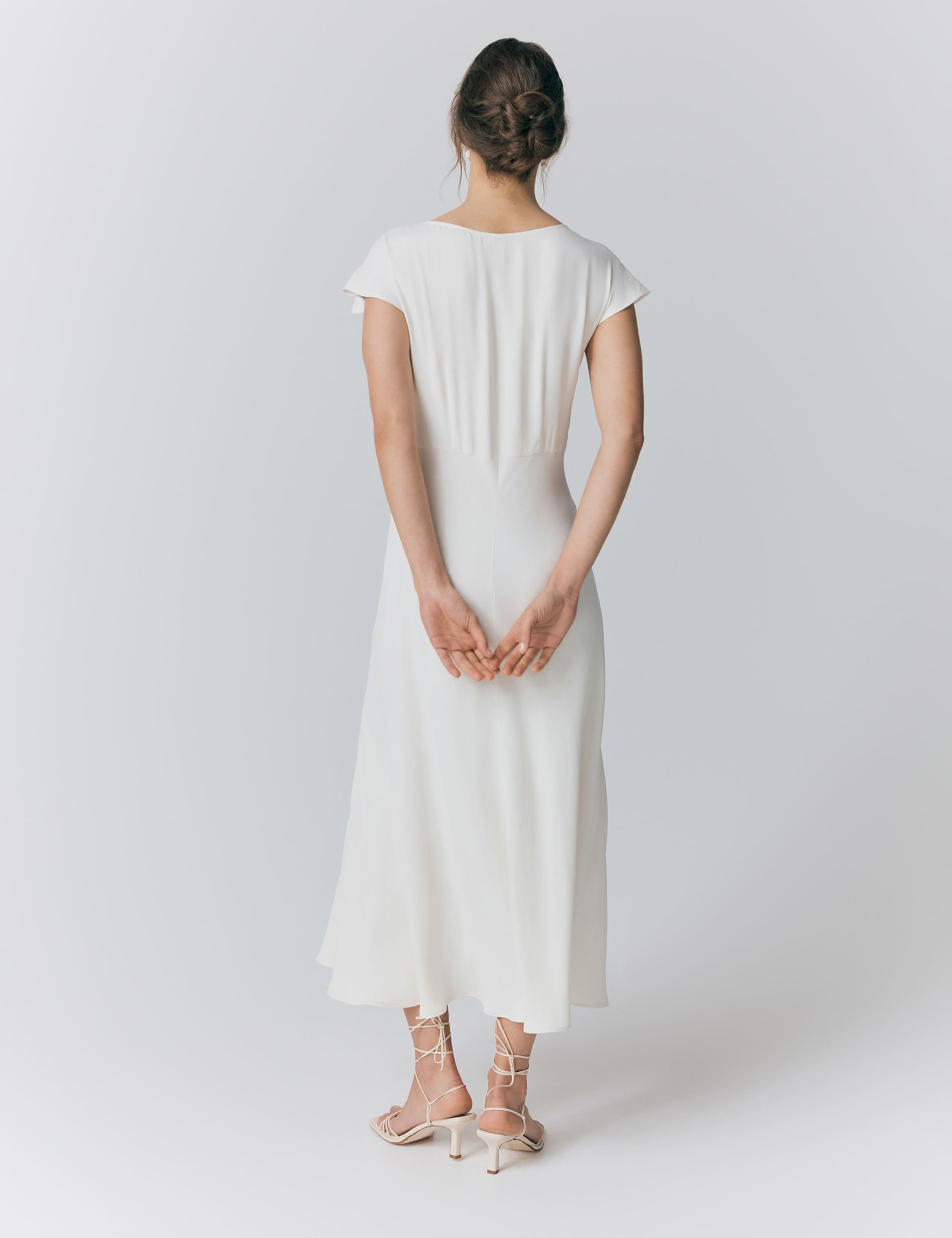 Crepe Round Neck Midi Skater Dress 3 of 5