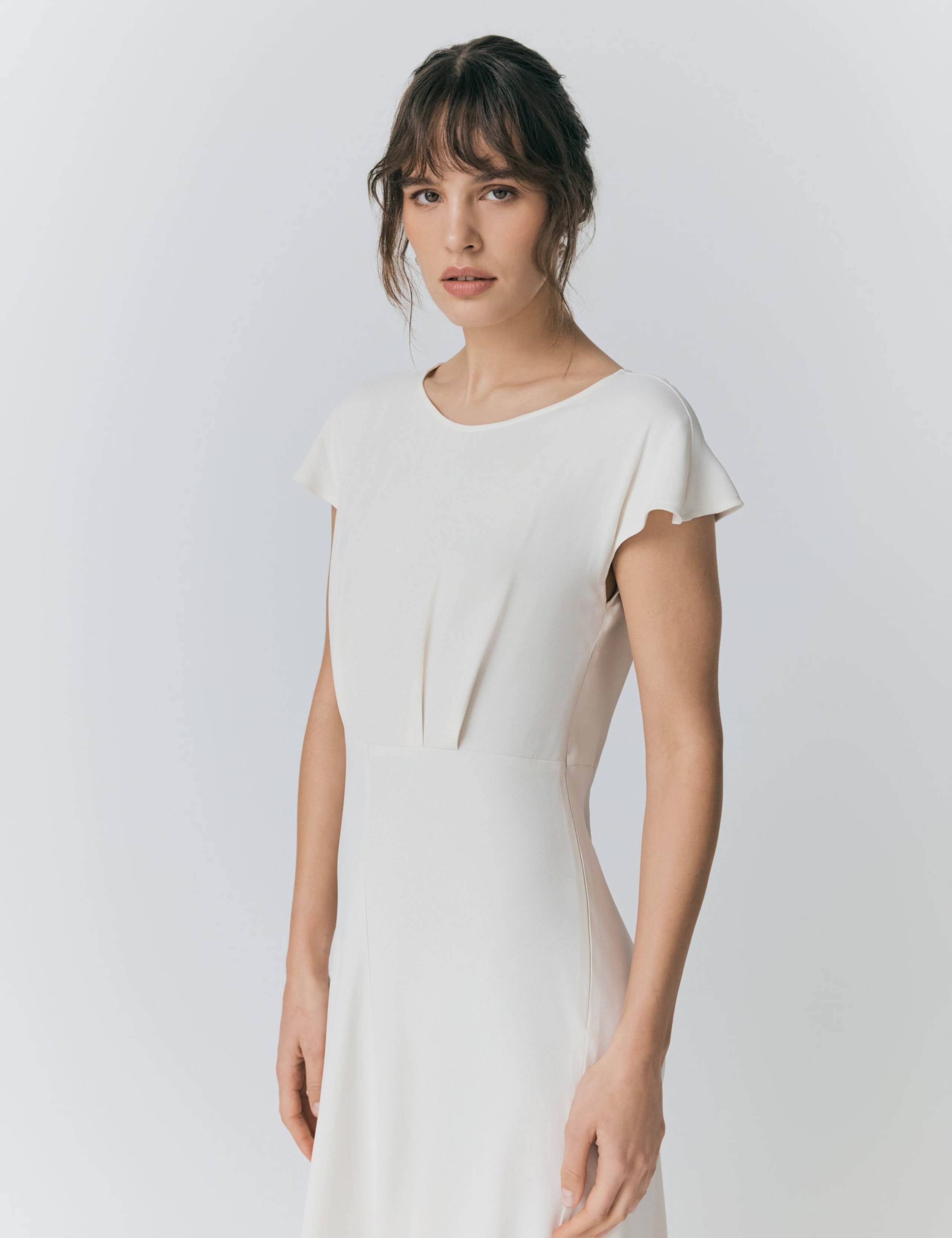 Crepe Round Neck Midi Skater Dress 4 of 5