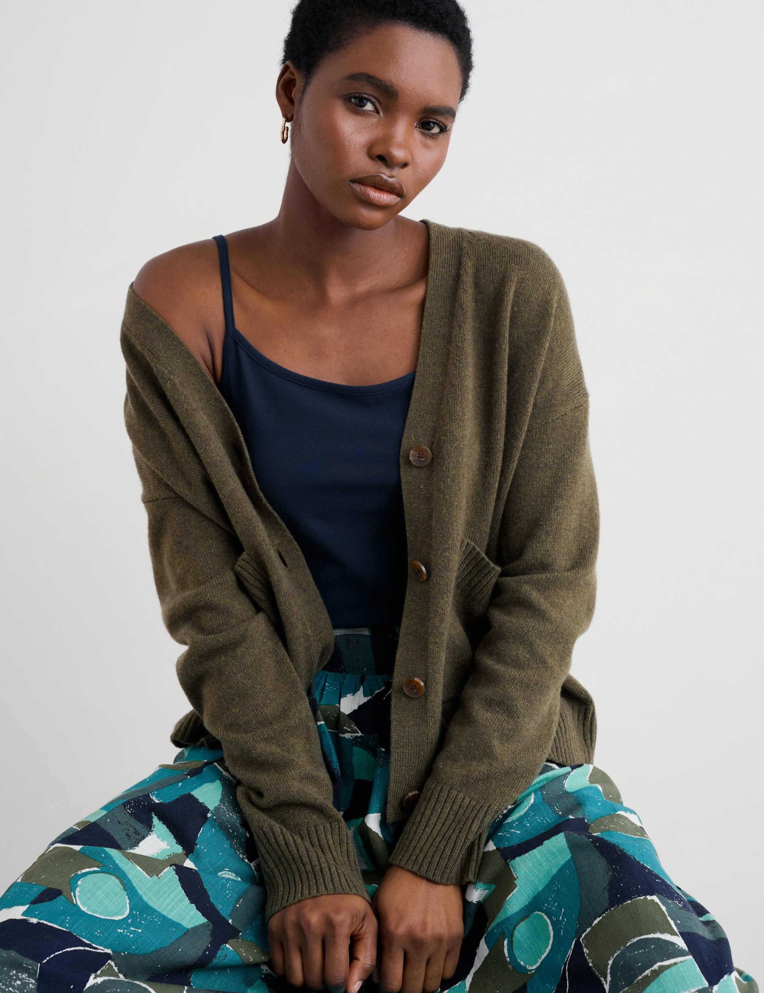 Merino Wool Rich V-Neck Relaxed Cardigan 4 of 5