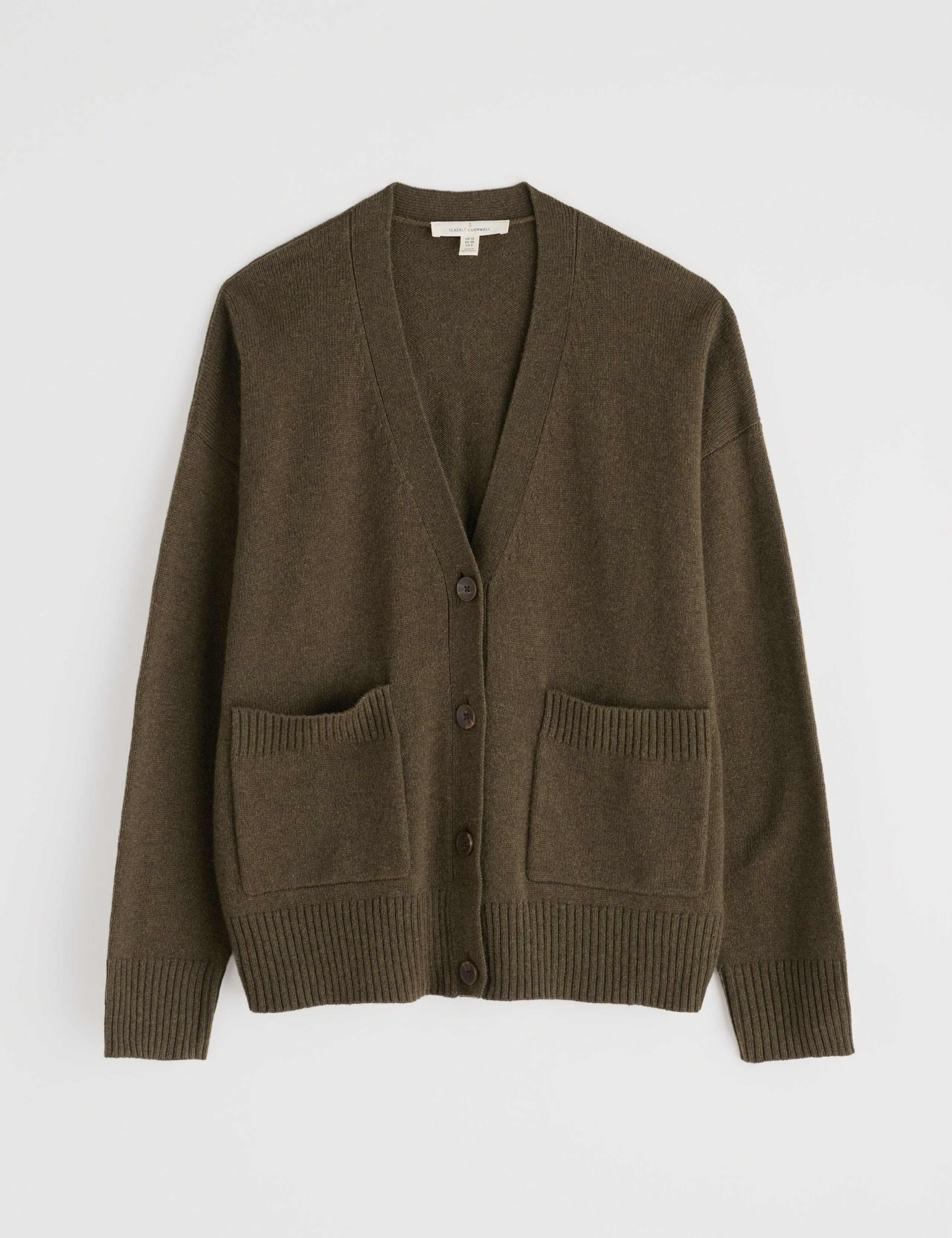 Merino Wool Rich V-Neck Relaxed Cardigan 2 of 5