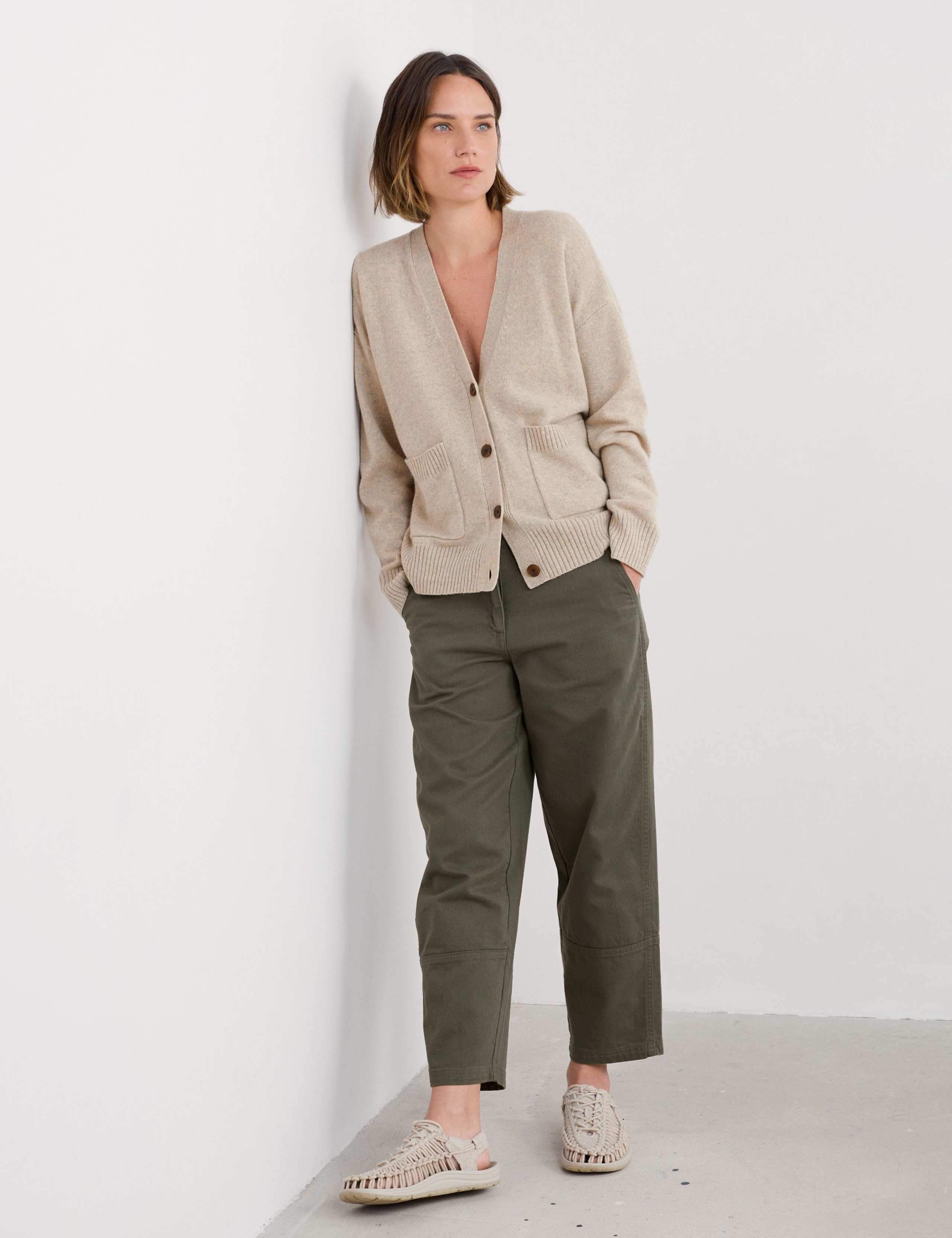 Merino Wool Rich V-Neck Relaxed Cardigan 1 of 5