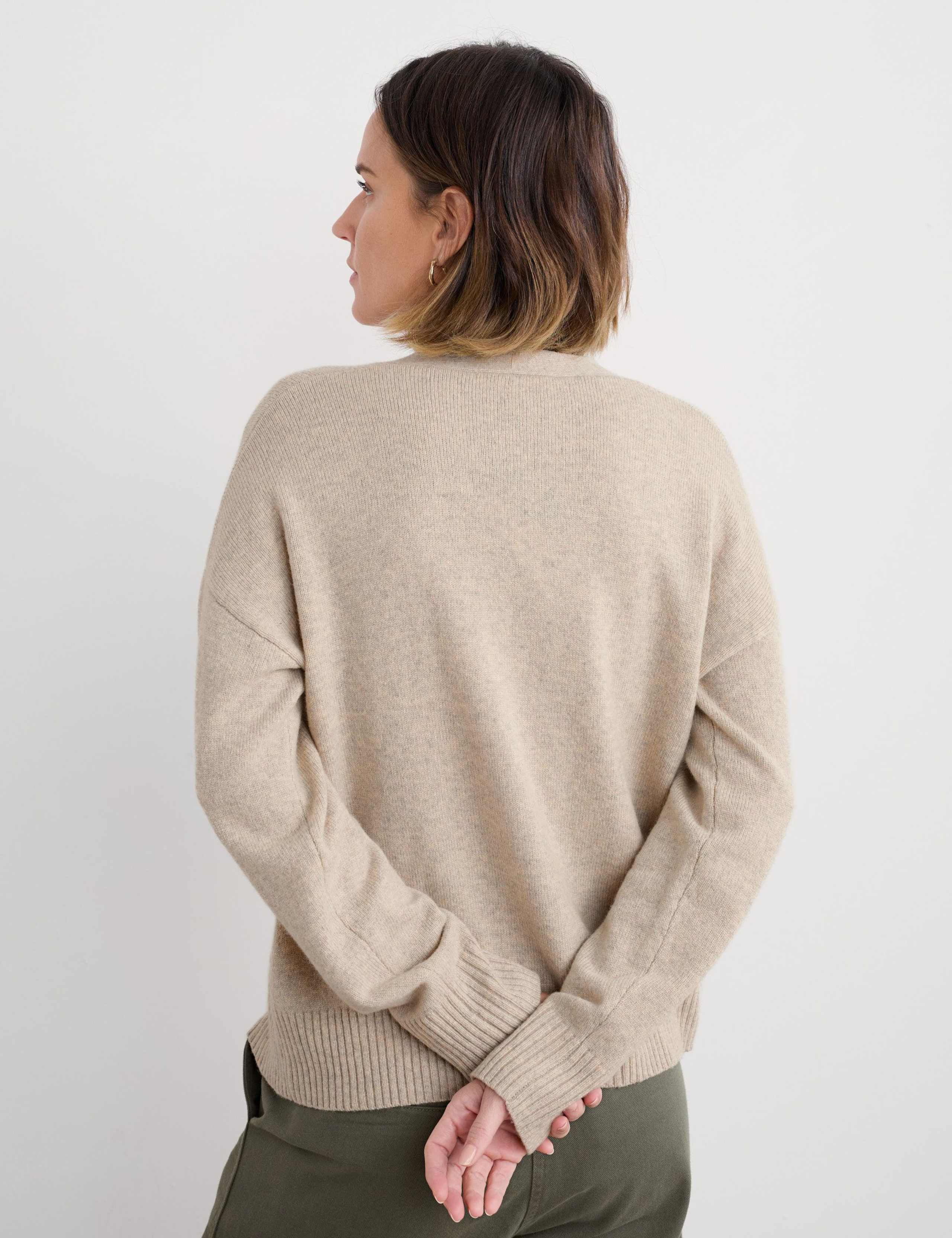 Merino Wool Rich V-Neck Relaxed Cardigan 3 of 5