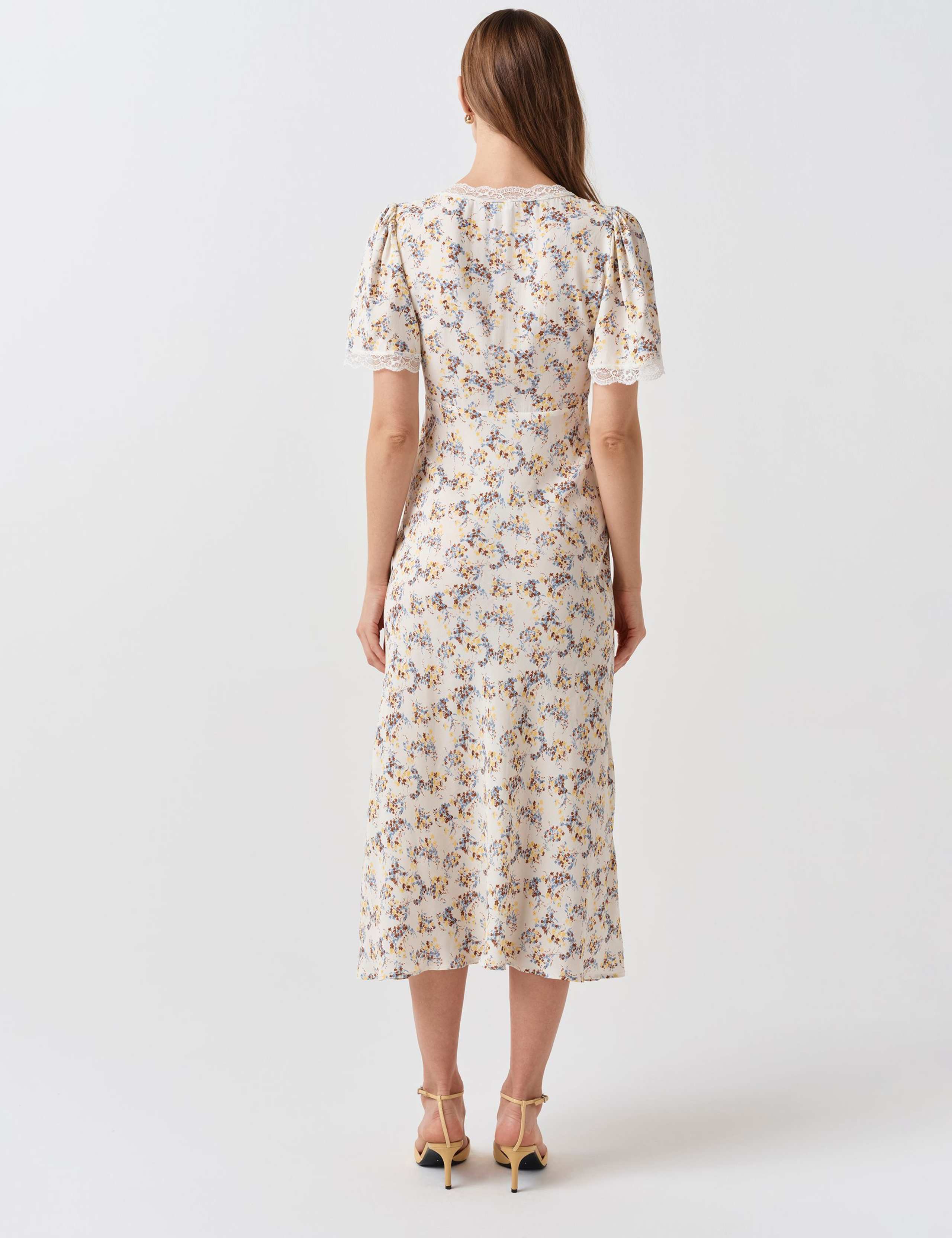 Crepe Floral Lace Midi Tea Dress 4 of 5