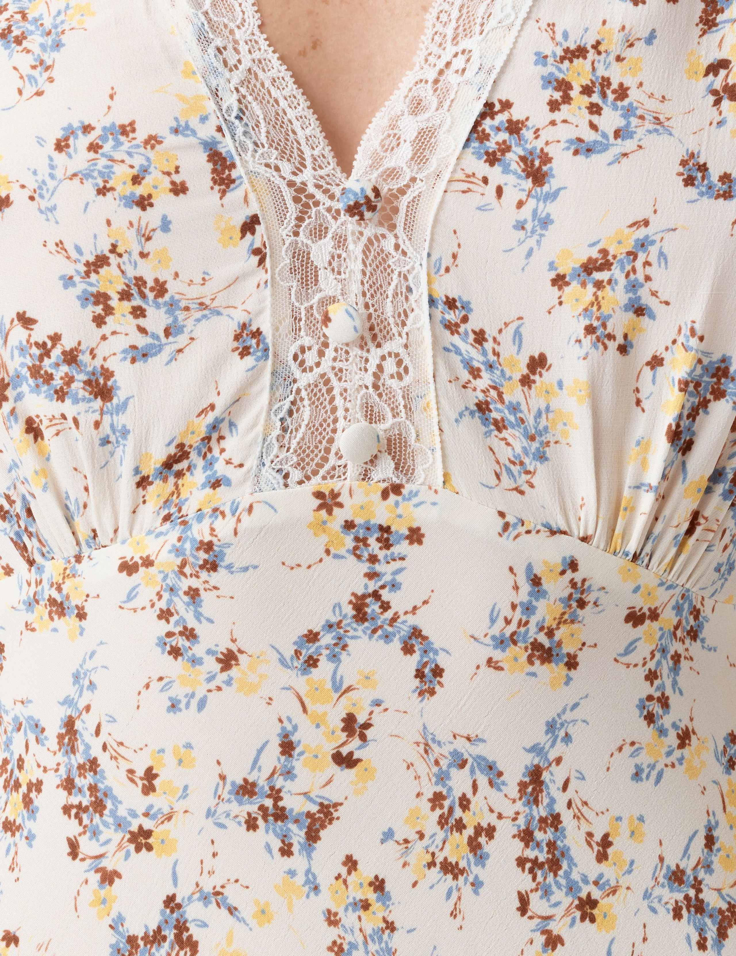 Crepe Floral Lace Midi Tea Dress 5 of 5