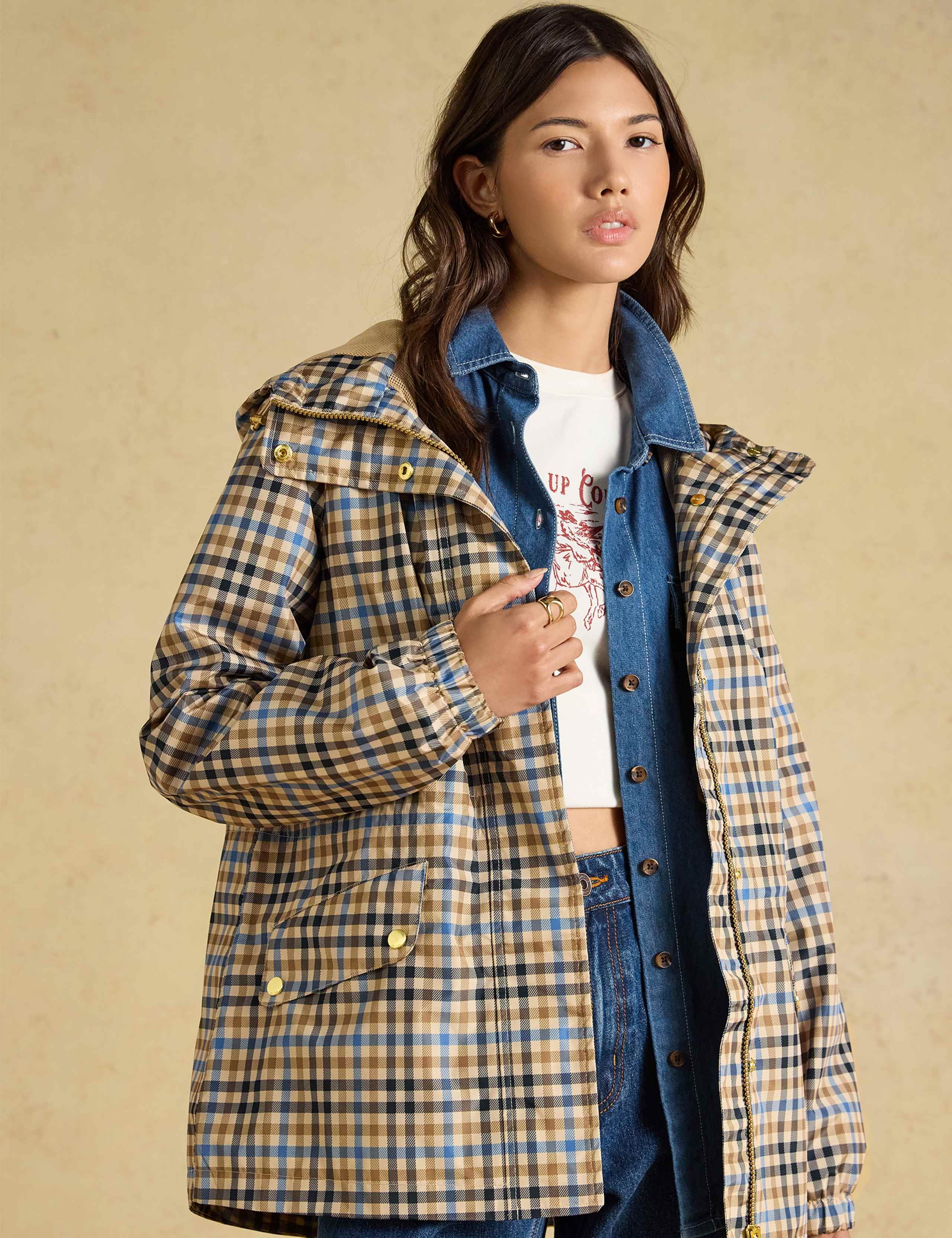 Waterproof Checked Packaway Raincoat 3 of 9
