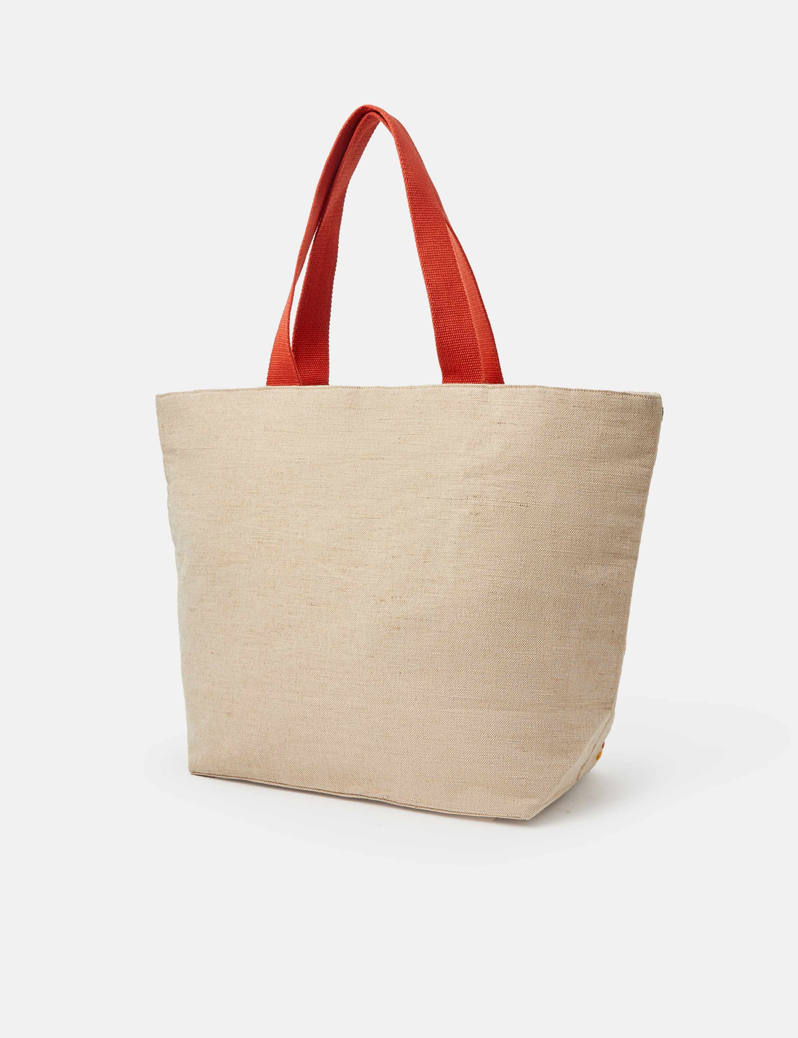 Jute Palm Embroidered Beach Tote Bag 2 of 4