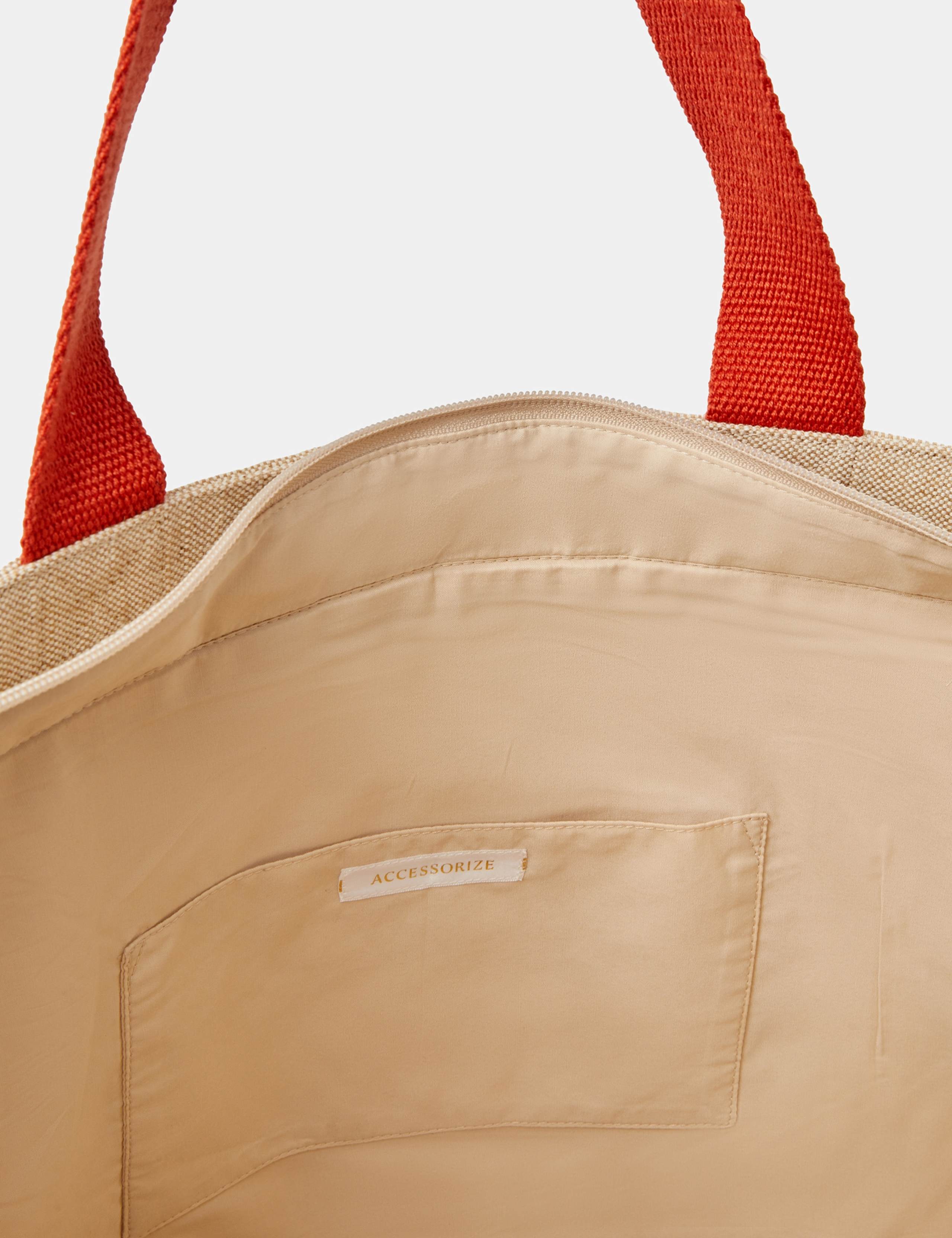 Jute Palm Embroidered Beach Tote Bag 4 of 4