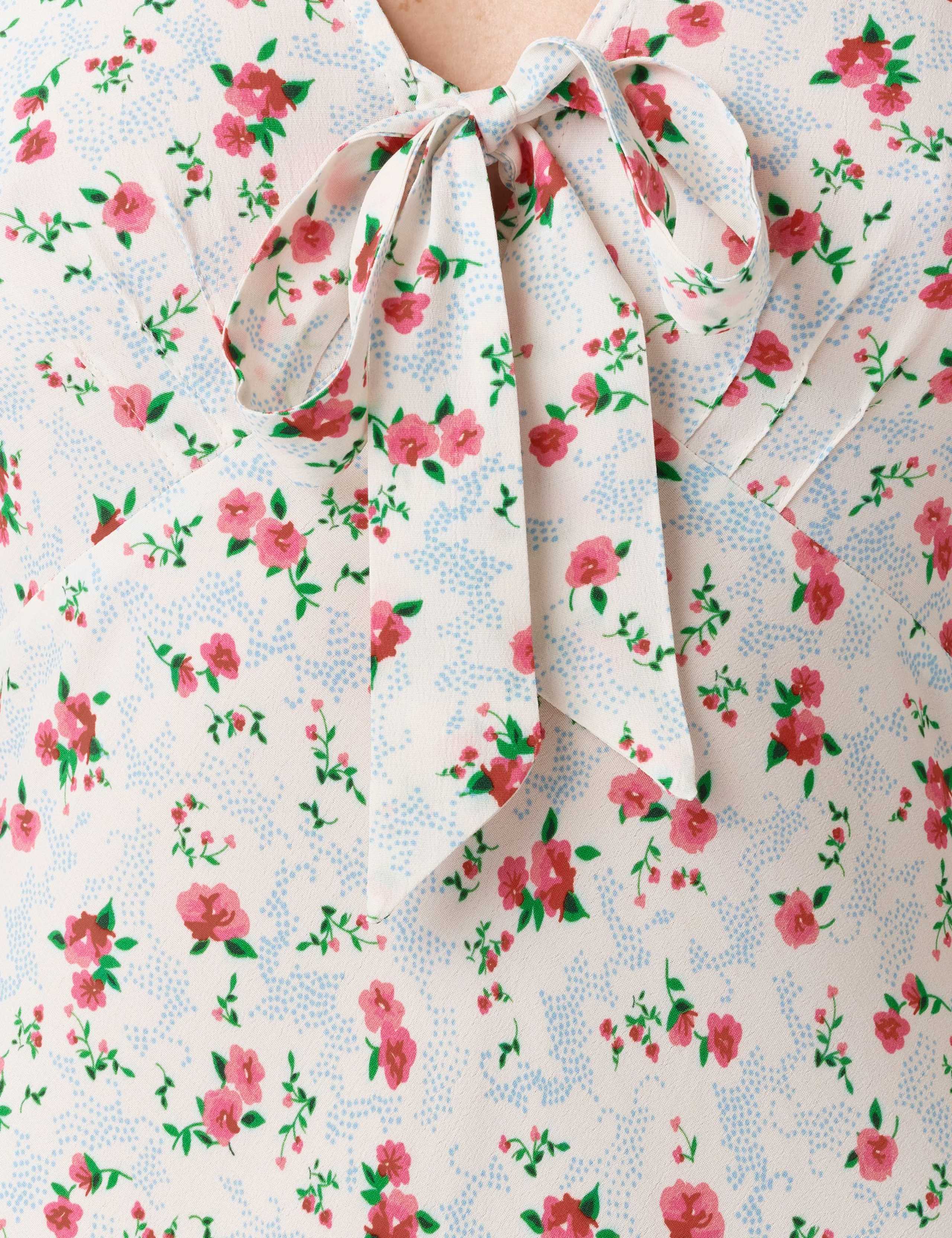 Crepe Floral V-Neck Midi Tea Dress 6 of 6