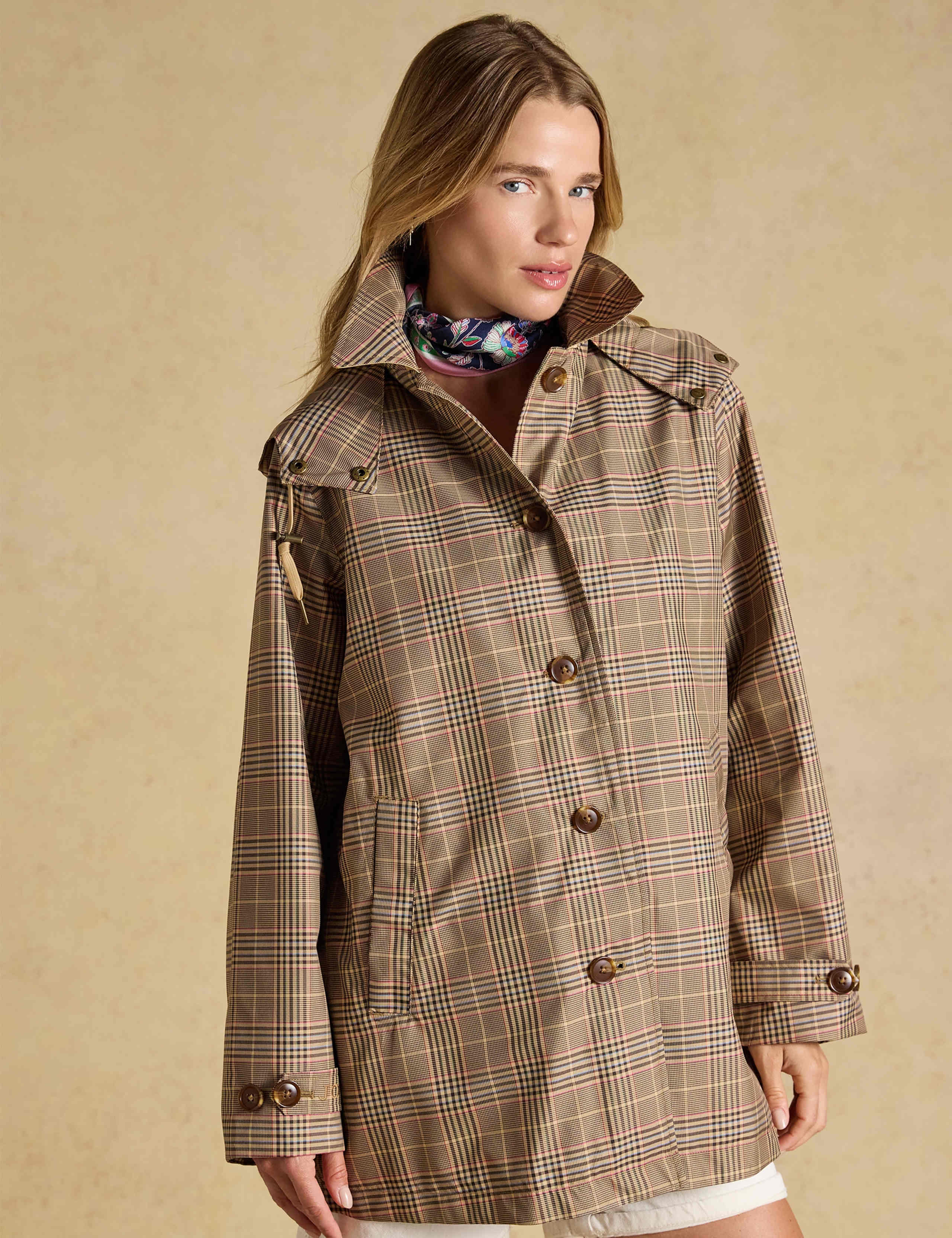 Waterproof Checked Hooded Raincoat 1 of 11