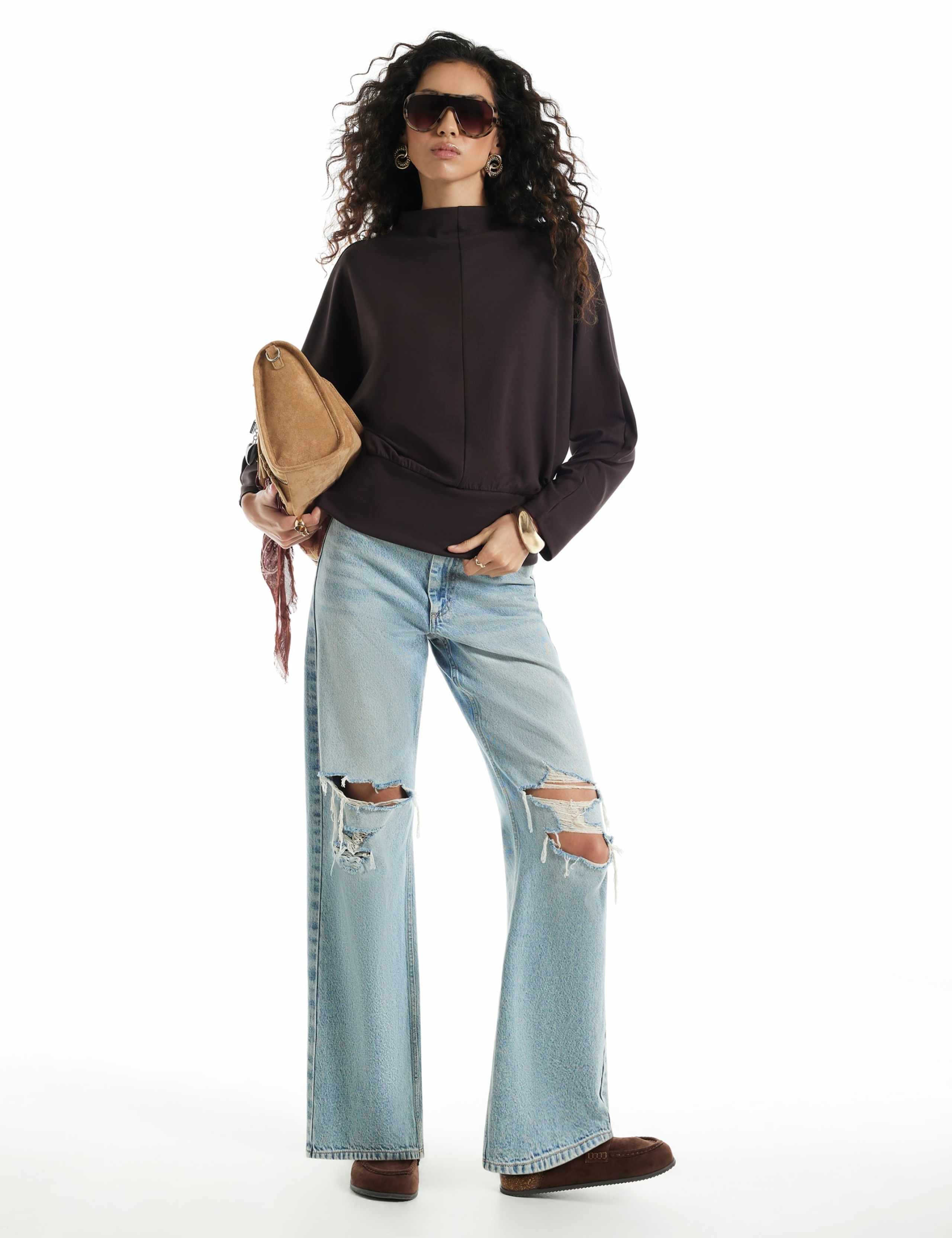 Pure Cotton High Neck Relaxed Fit Sweatshirt 3 of 4