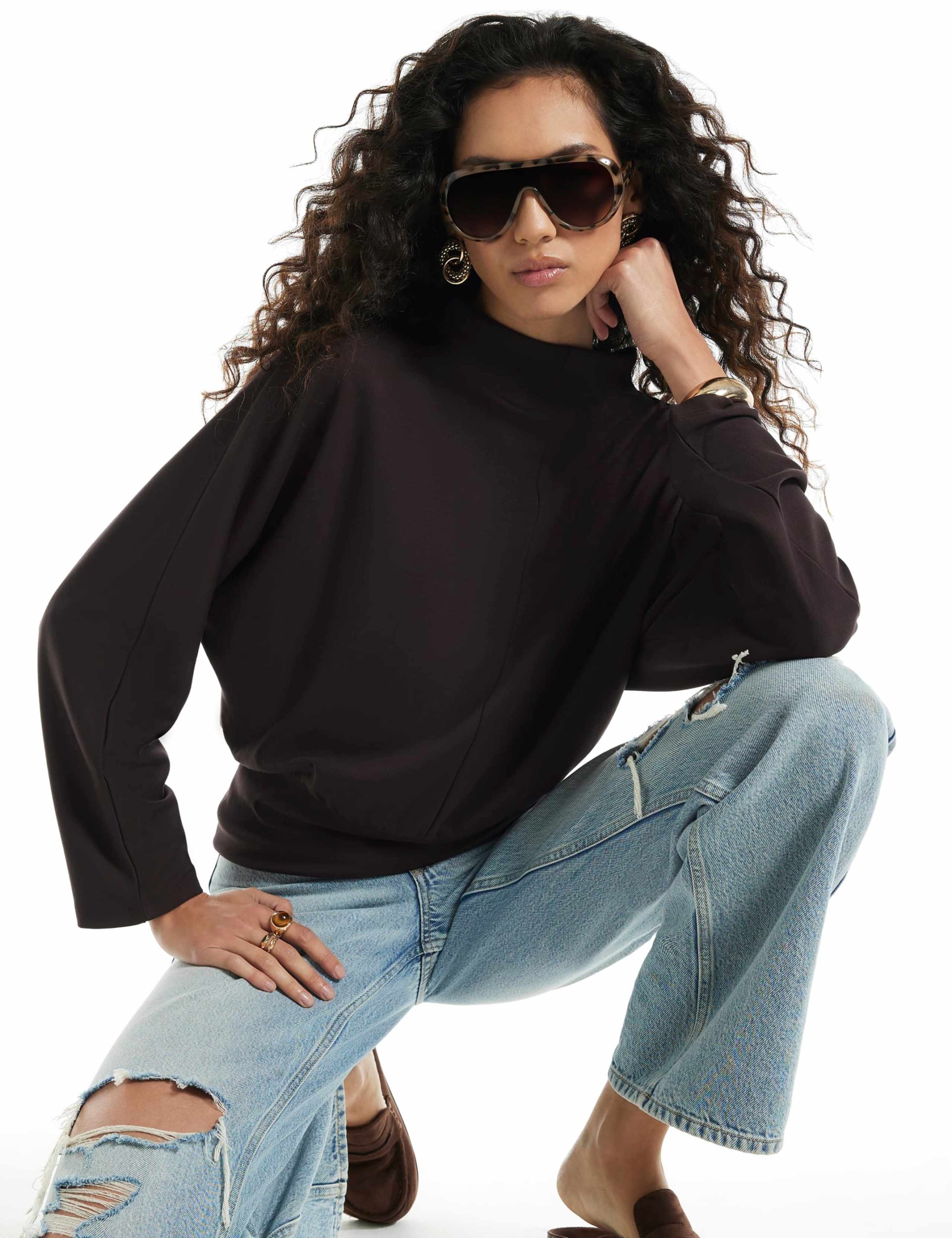 Pure Cotton High Neck Relaxed Fit Sweatshirt 4 of 4