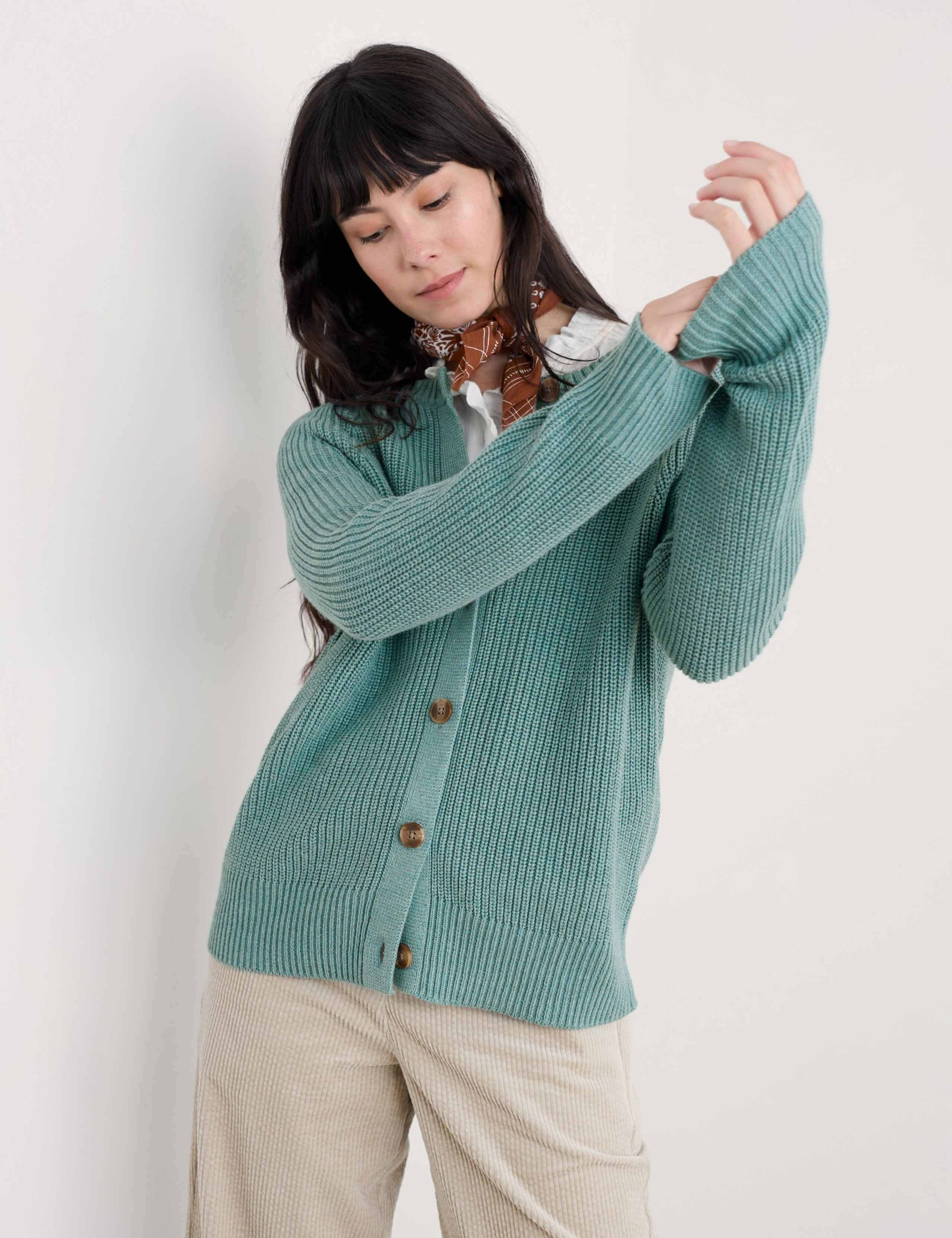 Pure Cotton Textured Relaxed Cardigan 4 of 5