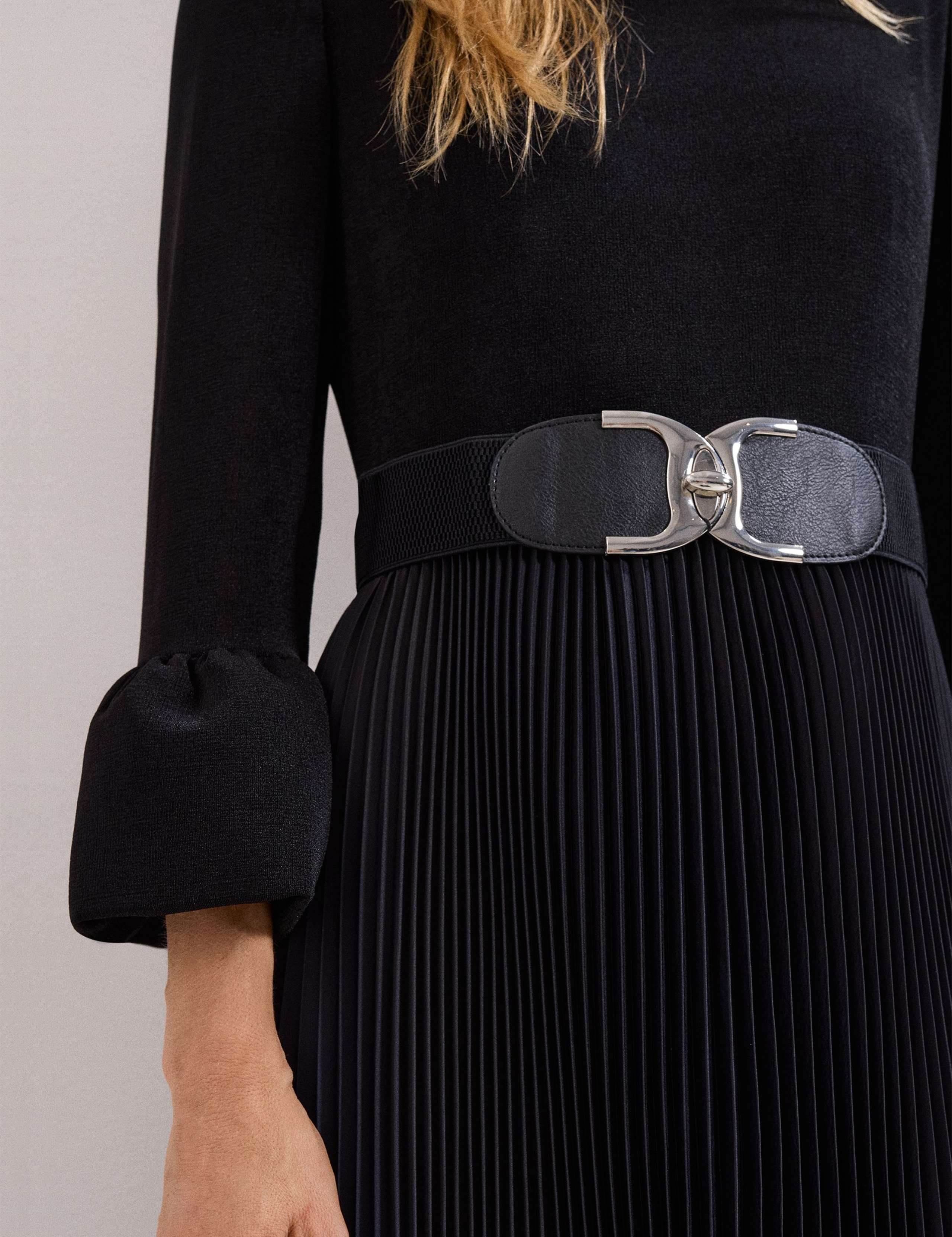 Ombre Pleated Belted Midi Skater Dress 8 of 8