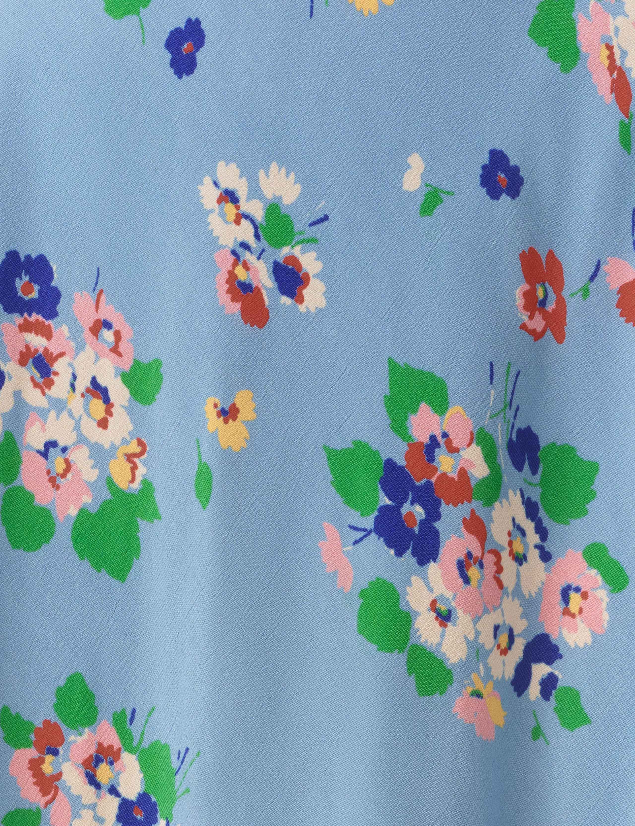 Crepe Floral V-Neck Pintuck Midi Tea Dress 6 of 6