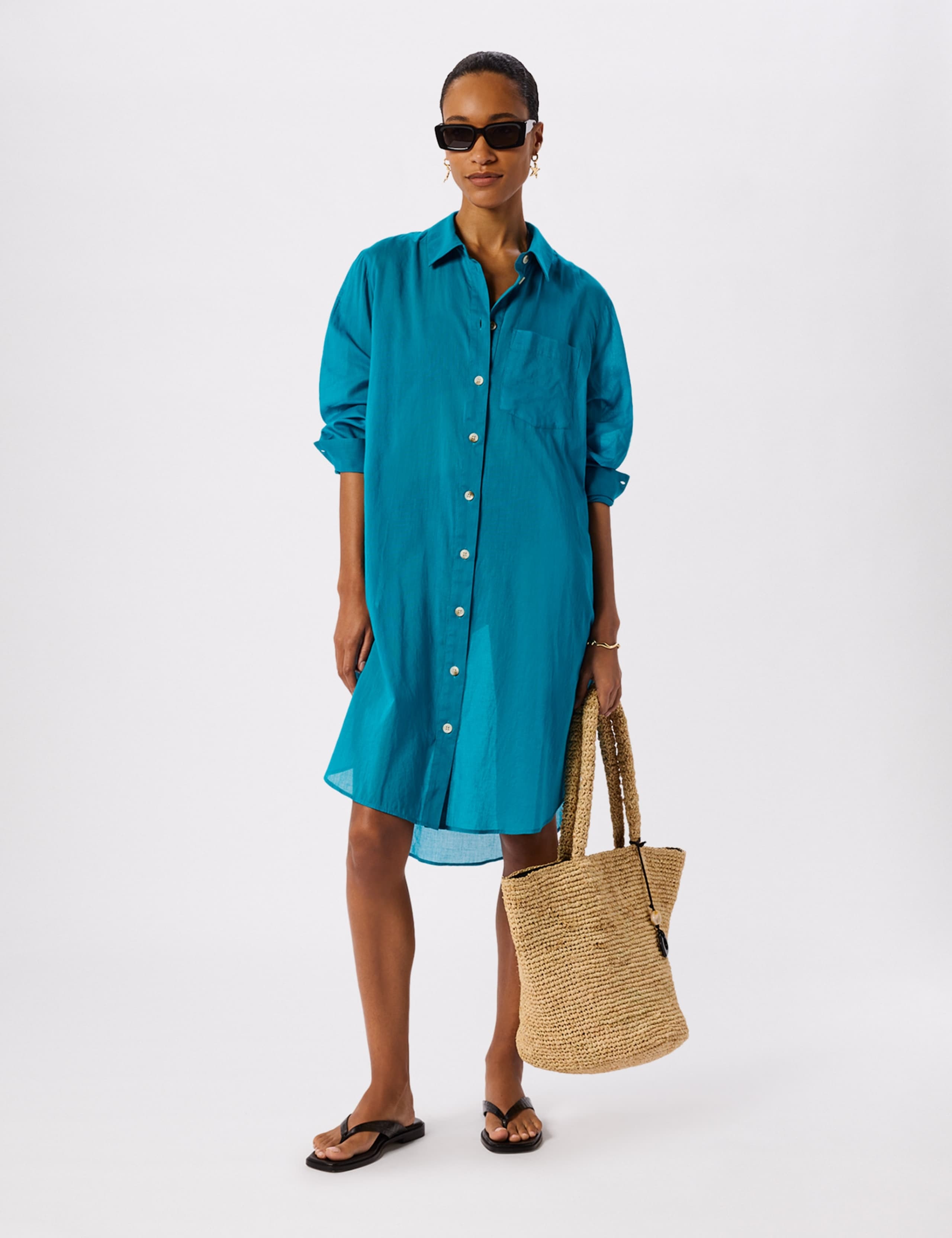 Pure Cotton Button Through Beach Dress 3 of 5