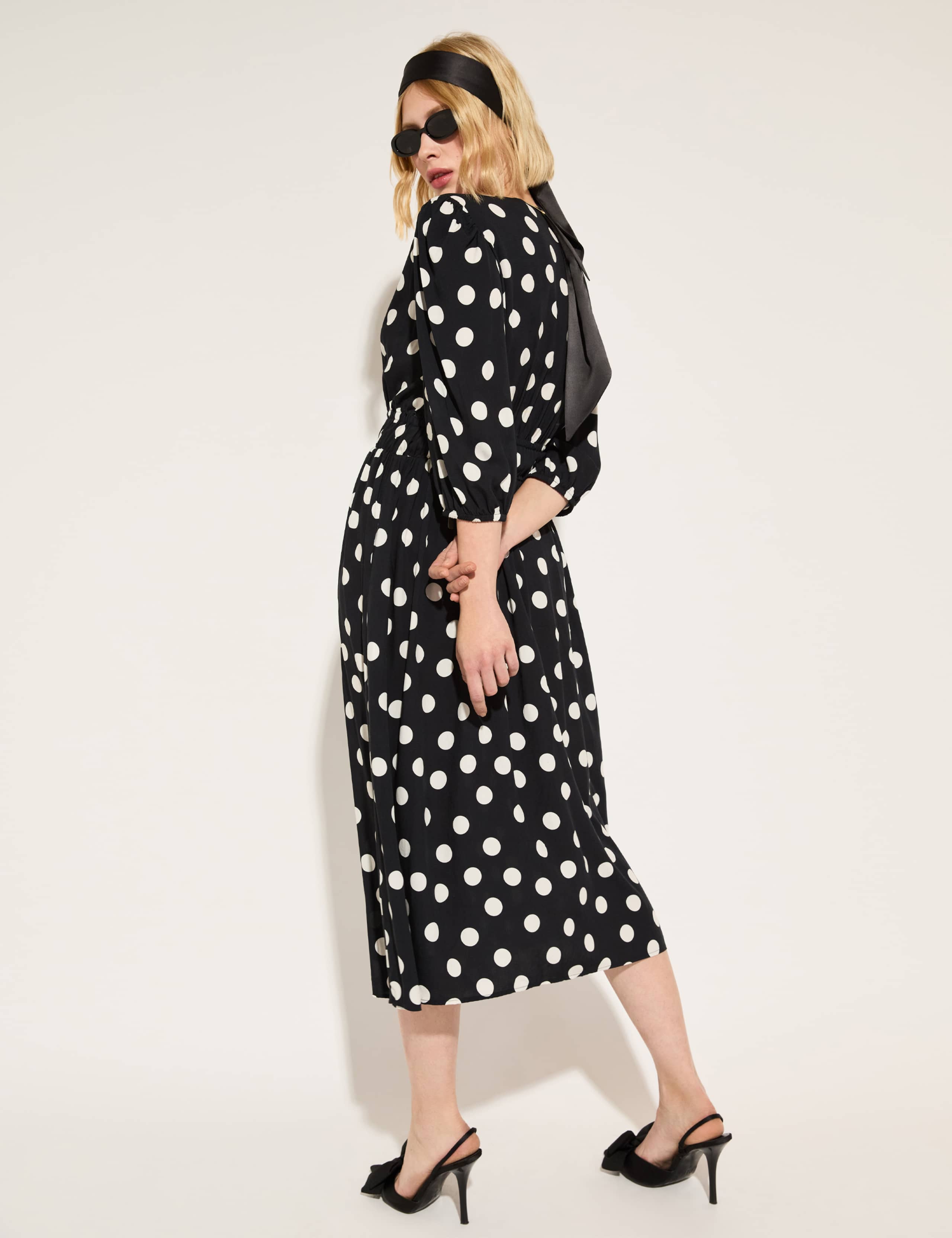 Spot Print V-Neck Midi Skater Dress 5 of 5