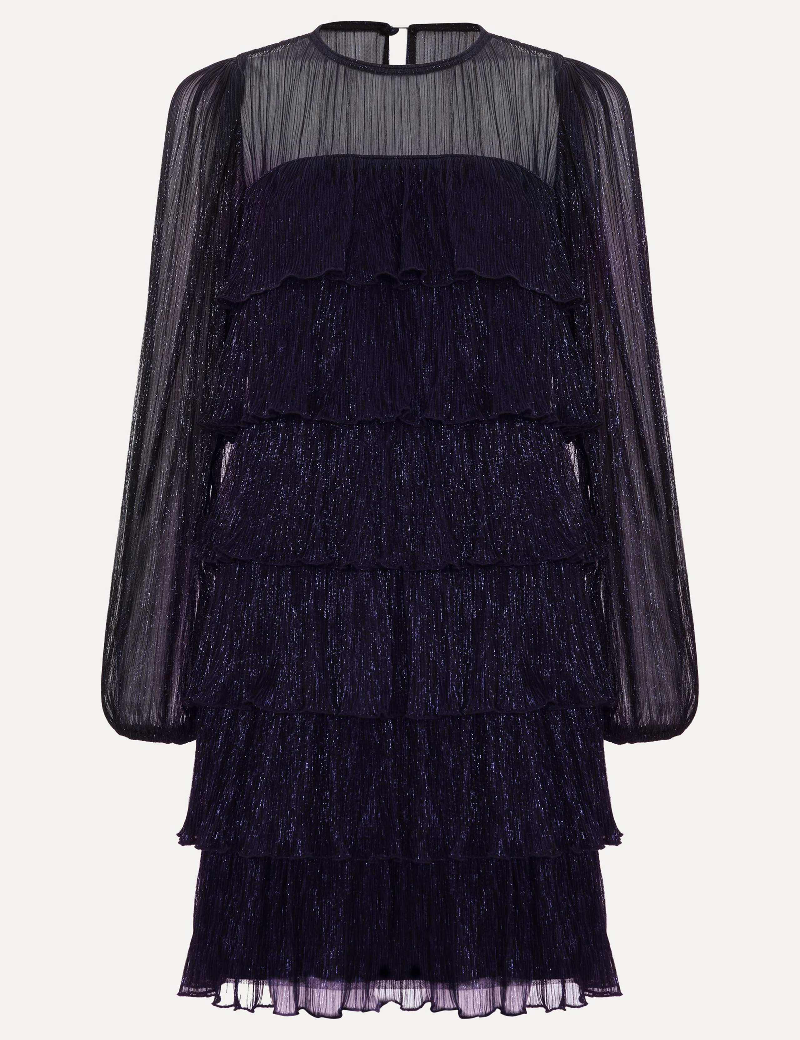 Sparkly Blouson Sleeve Mini Tiered Dress 2 of 6