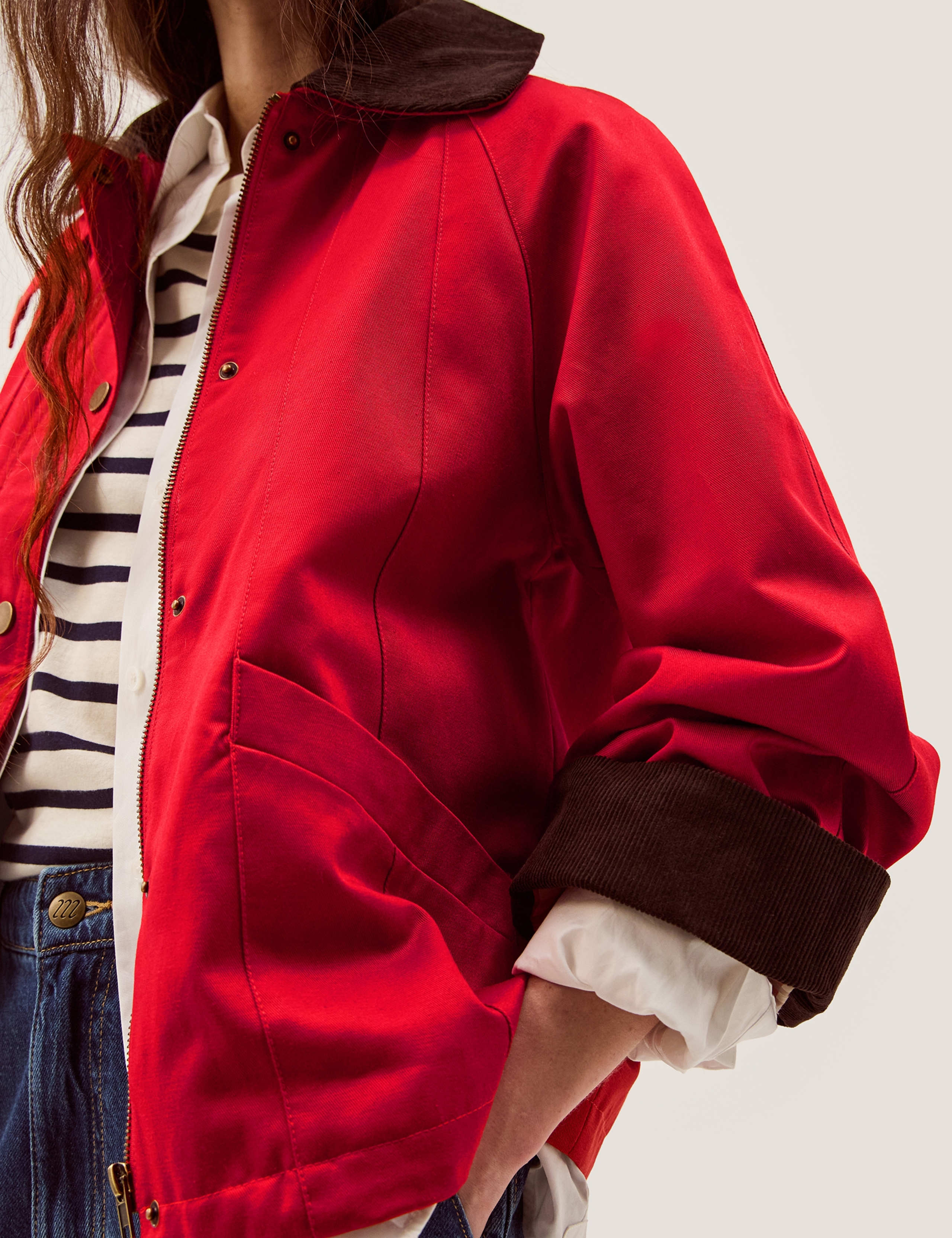 Cotton Blend Gingham Collared Barn Jacket 5 of 5