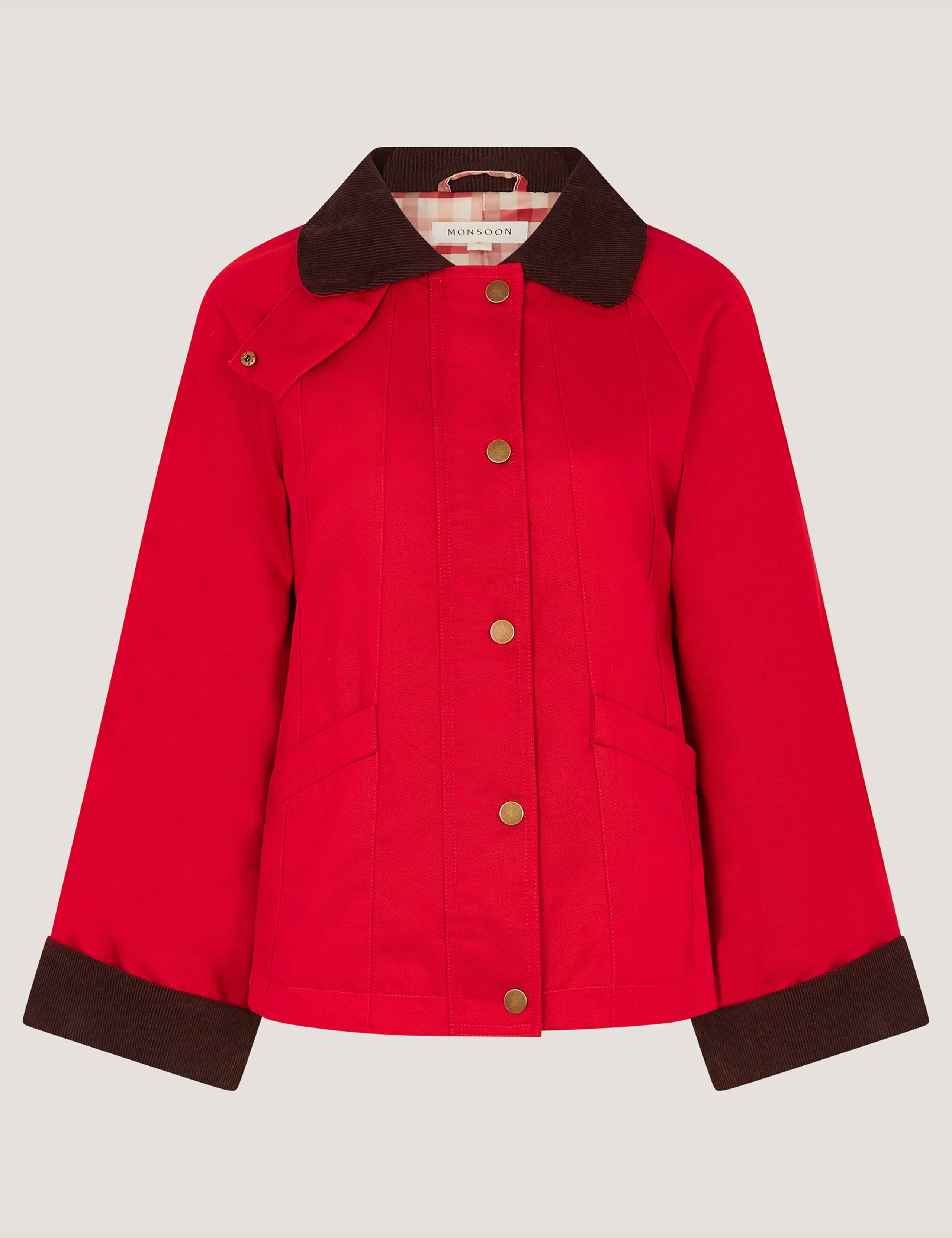 Cotton Blend Gingham Collared Barn Jacket 2 of 5