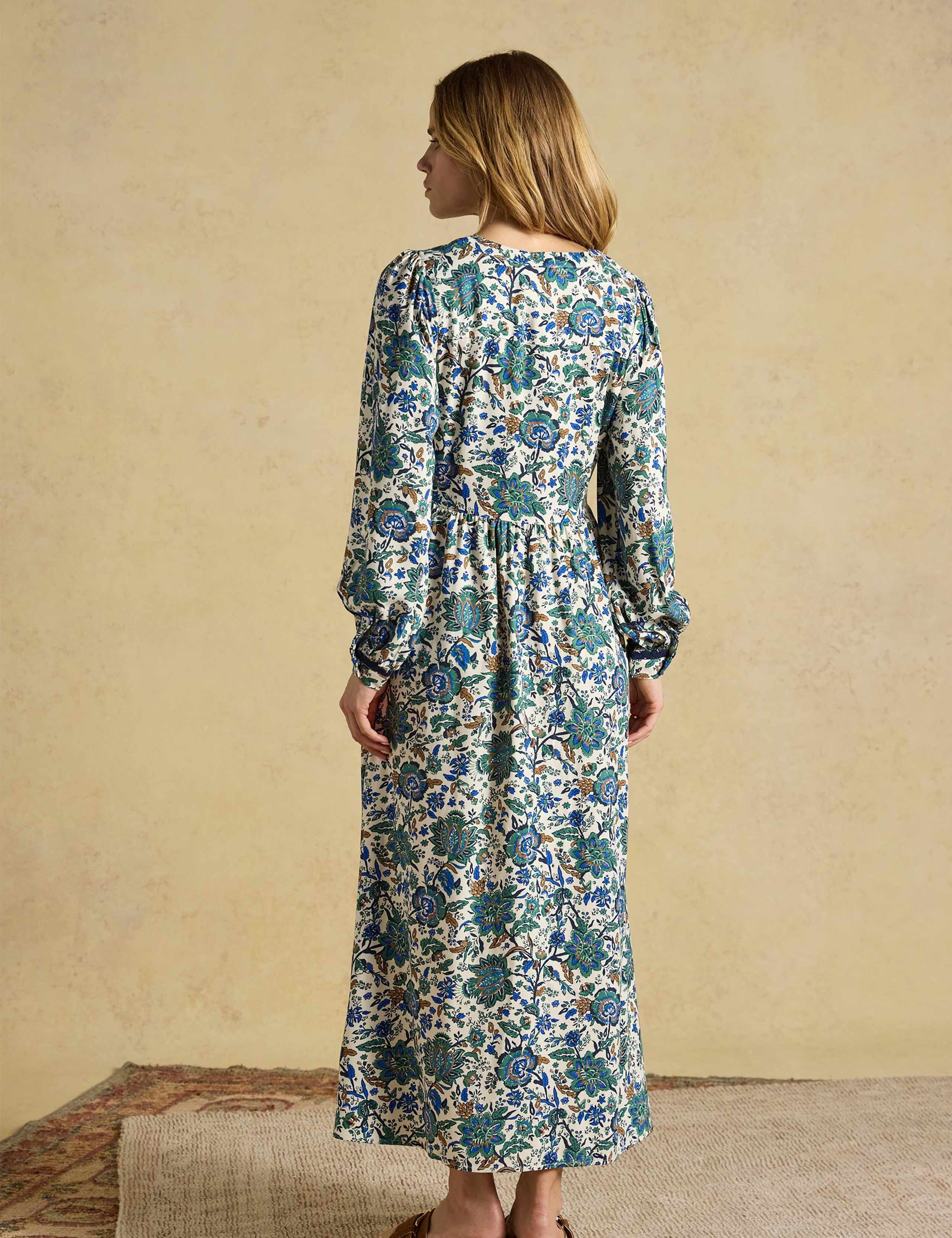 Floral V-Neck Midi Skater Dress 4 of 8