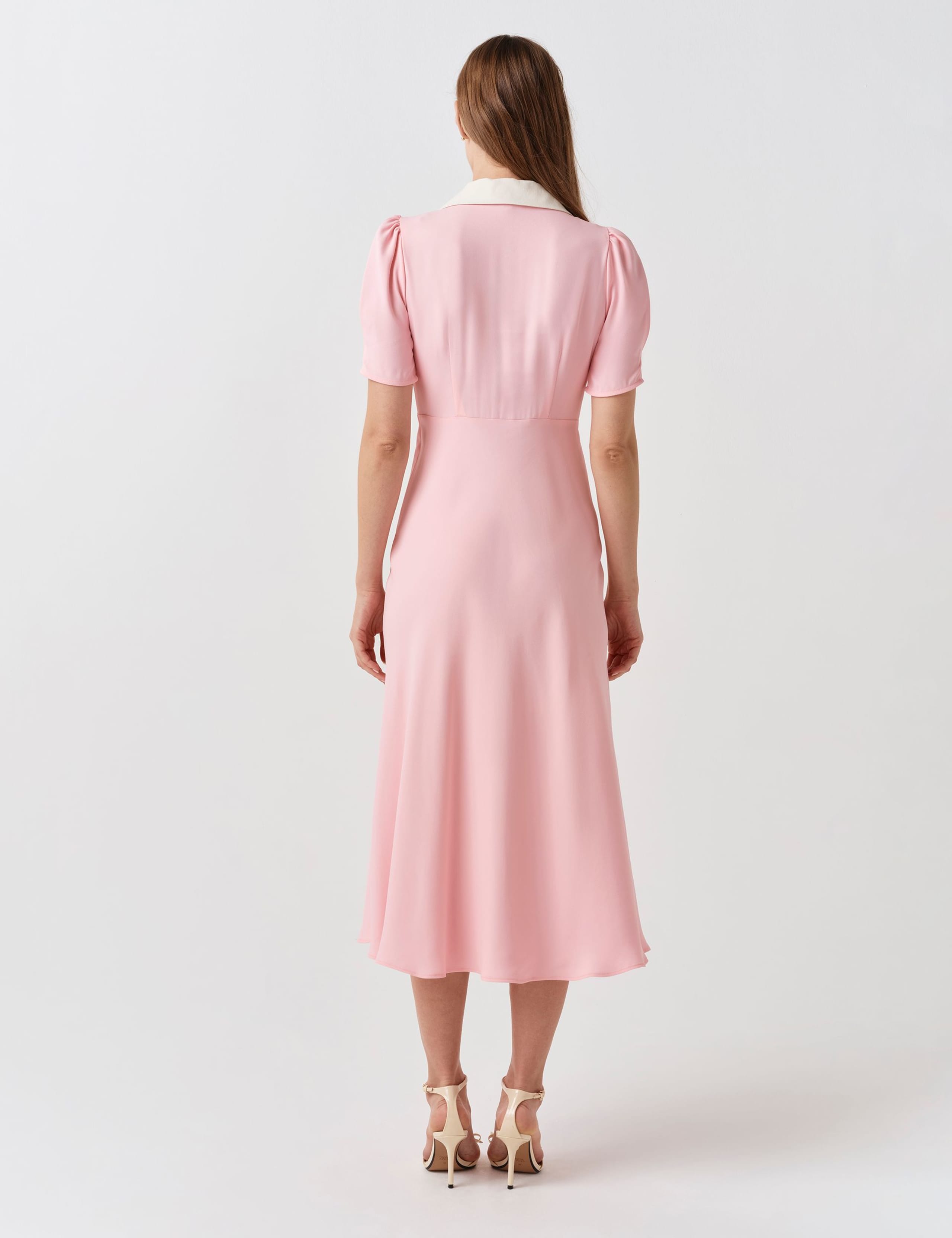 Contrast Collar Midi Shirt Dress 3 of 6