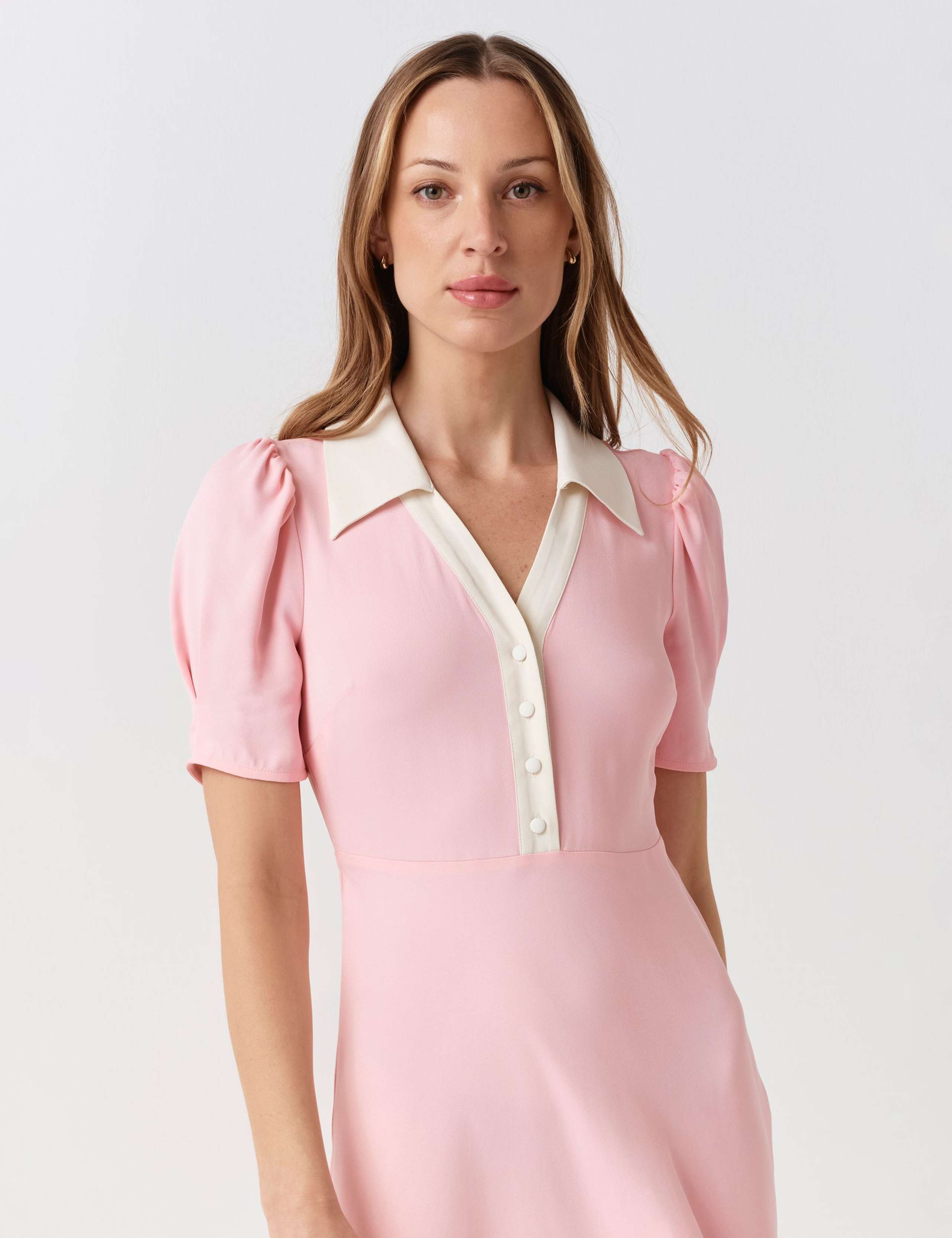 Contrast Collar Midi Shirt Dress 5 of 6